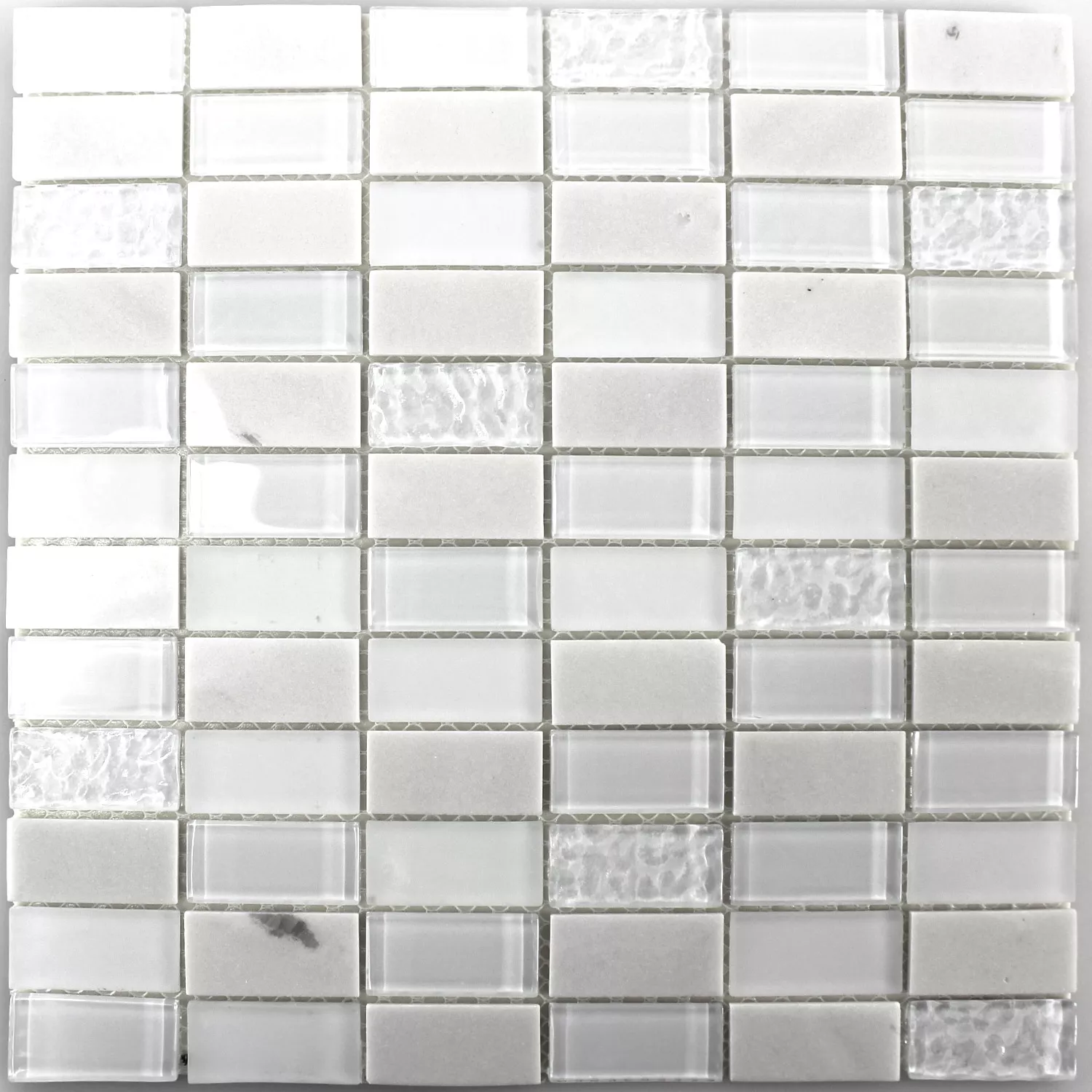 Πρότυπο από Αυτοκόλλητο Μωσαϊκό Φυσική Πέτρα Ποτήρι Mix Ασπρο Αμεμπτος