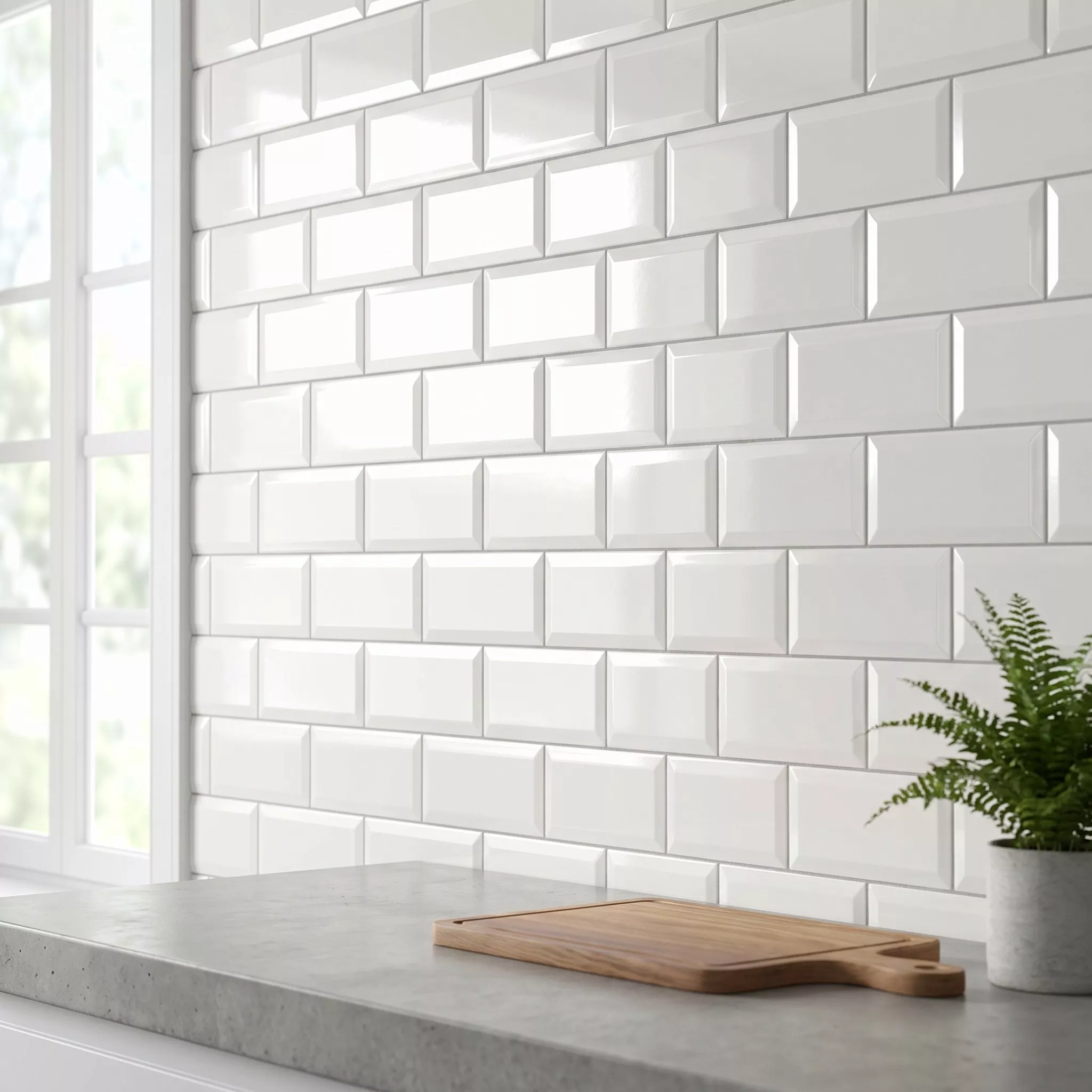 Πλακάκι μετρό Ασπρο Αστραφτερό 10x30 cm Όψη El Paso Blanco