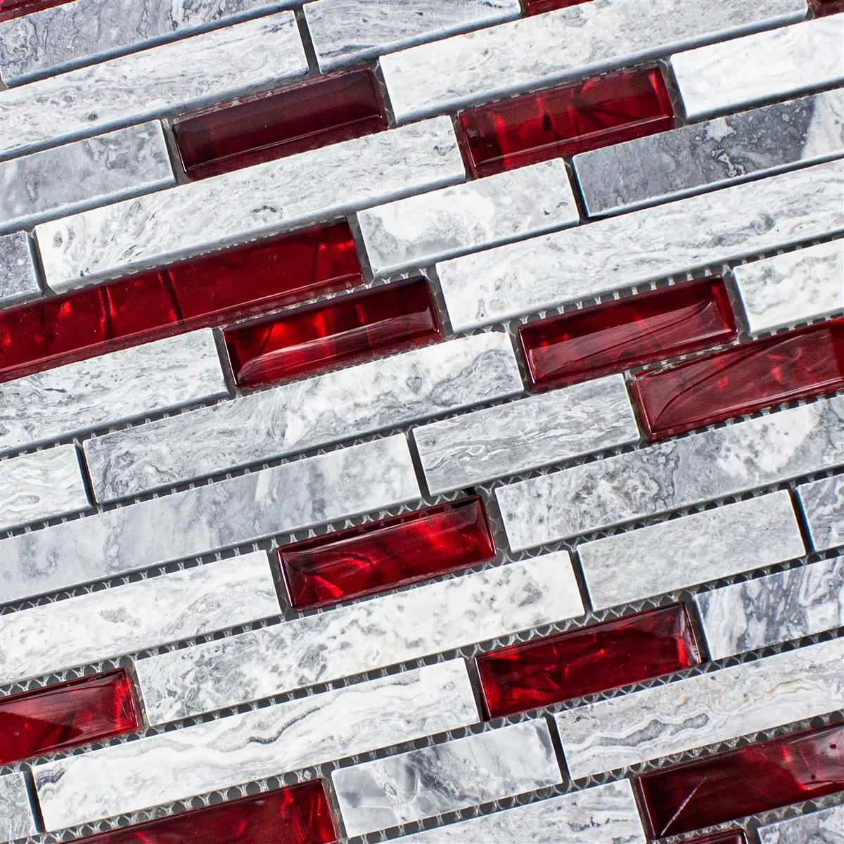 Μωσαϊκό Από Γυαλί Φυσική Πέτρα Πλακάκια Sinop Γκρί Kόκκινο Brick