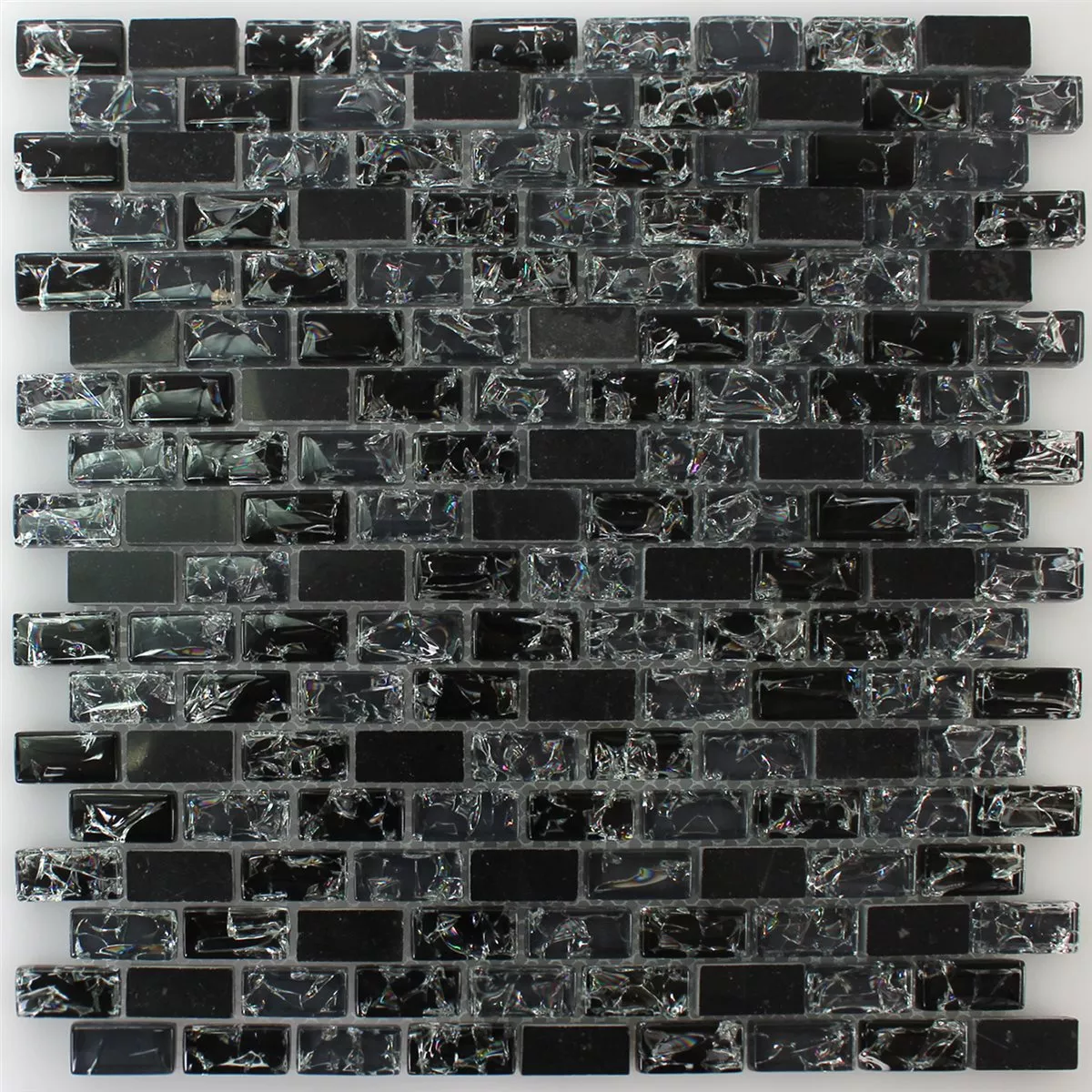 Πρότυπο από Ψηφιδωτά Πλακάκια Ποτήρι Φυσική Πέτρα Bricks Σπασμένο Γυαλί Μαύρος