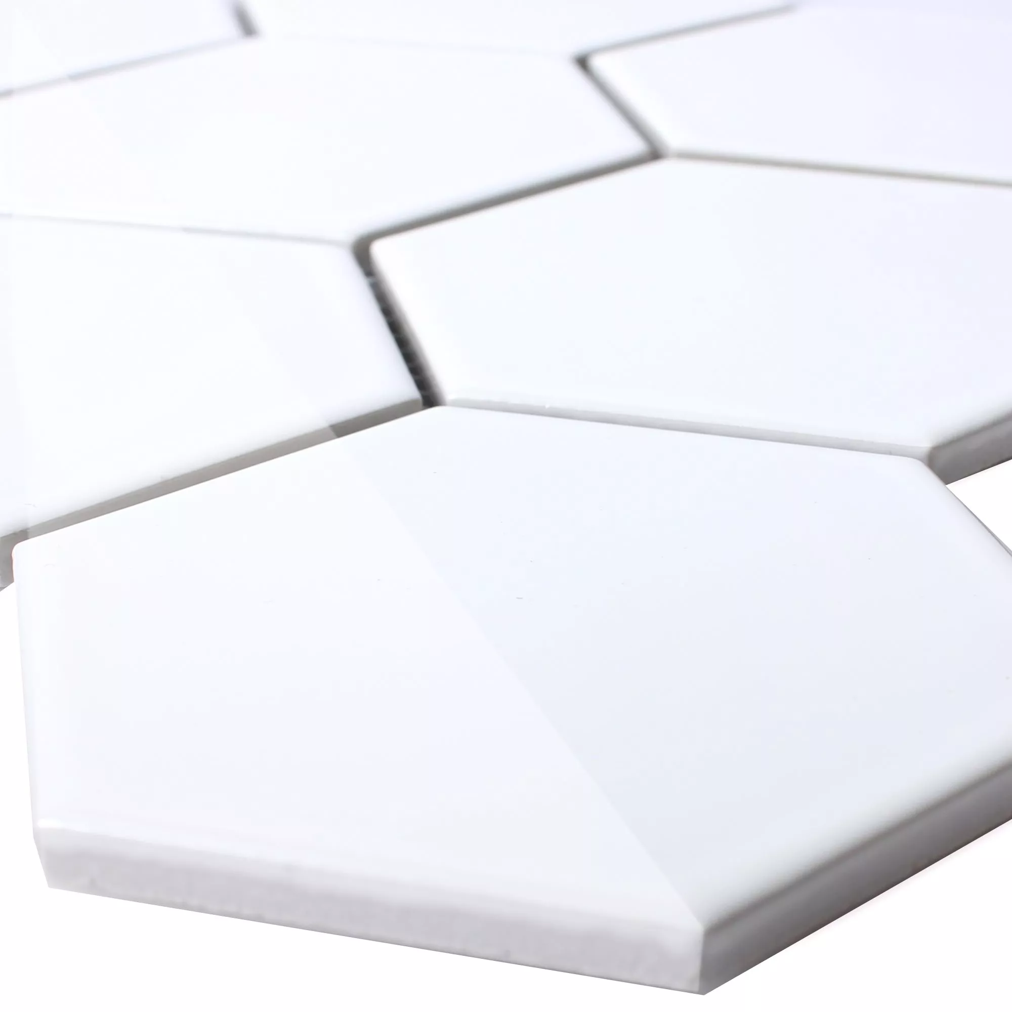 Πρότυπο από Kεραμικά Ψηφιδωτά Πλακάκια Εξάγωνο Salamanca Ασπρο Αστραφτερό H95