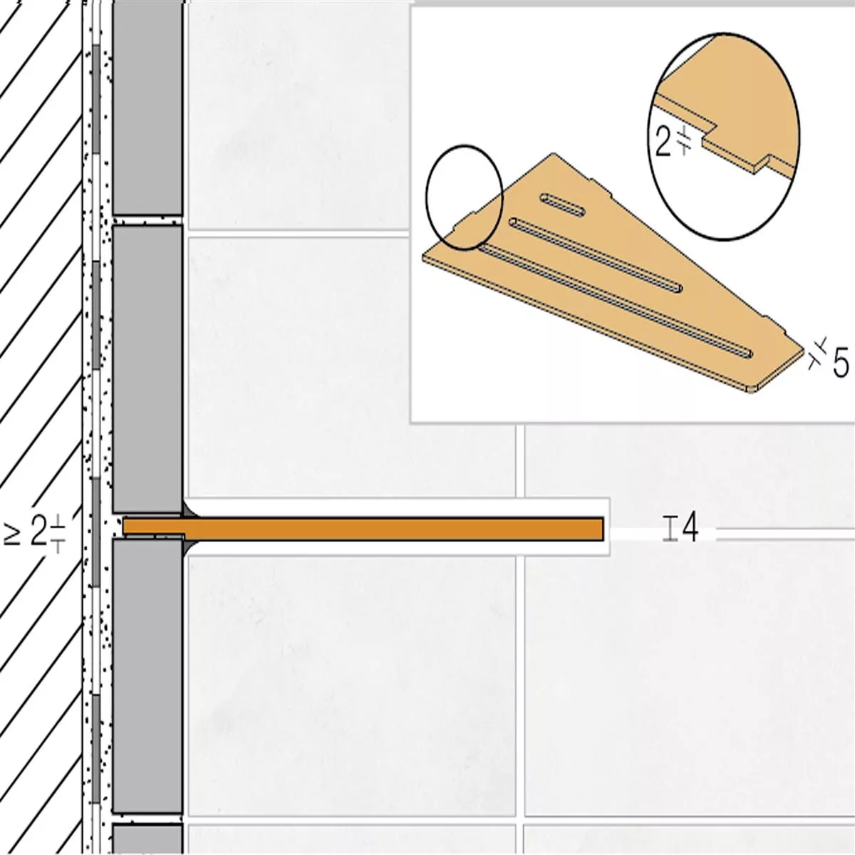 Ράφι τοίχου Ράφι ντους Schlüter τετράγωνο 15,4x29,5 cm καμπύλη ιβουάρ