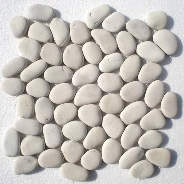 Πρότυπο από Ψηφιδωτά Πλακάκια Xαλίκι Φυσική Πέτρα Ασπρο