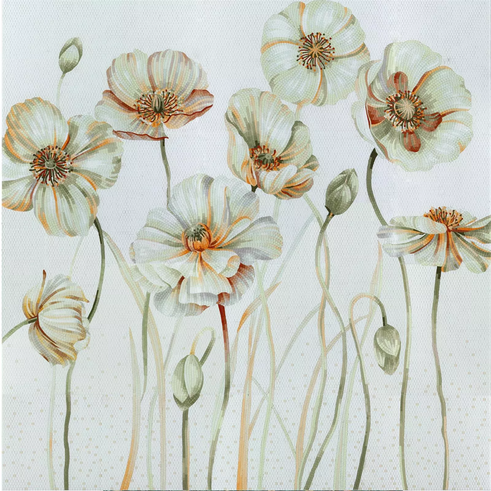 Γυάλινο Μωσαϊκό Εικόνα White Poppy 130x240cm