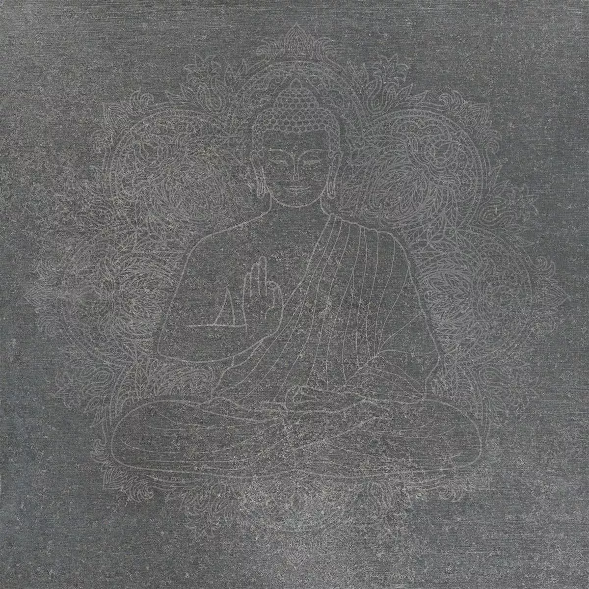 Πλακάκια Δαπέδου Πέτρινη Όψη Horizon Ανθρακίτης Ντεκόρ Βούδας