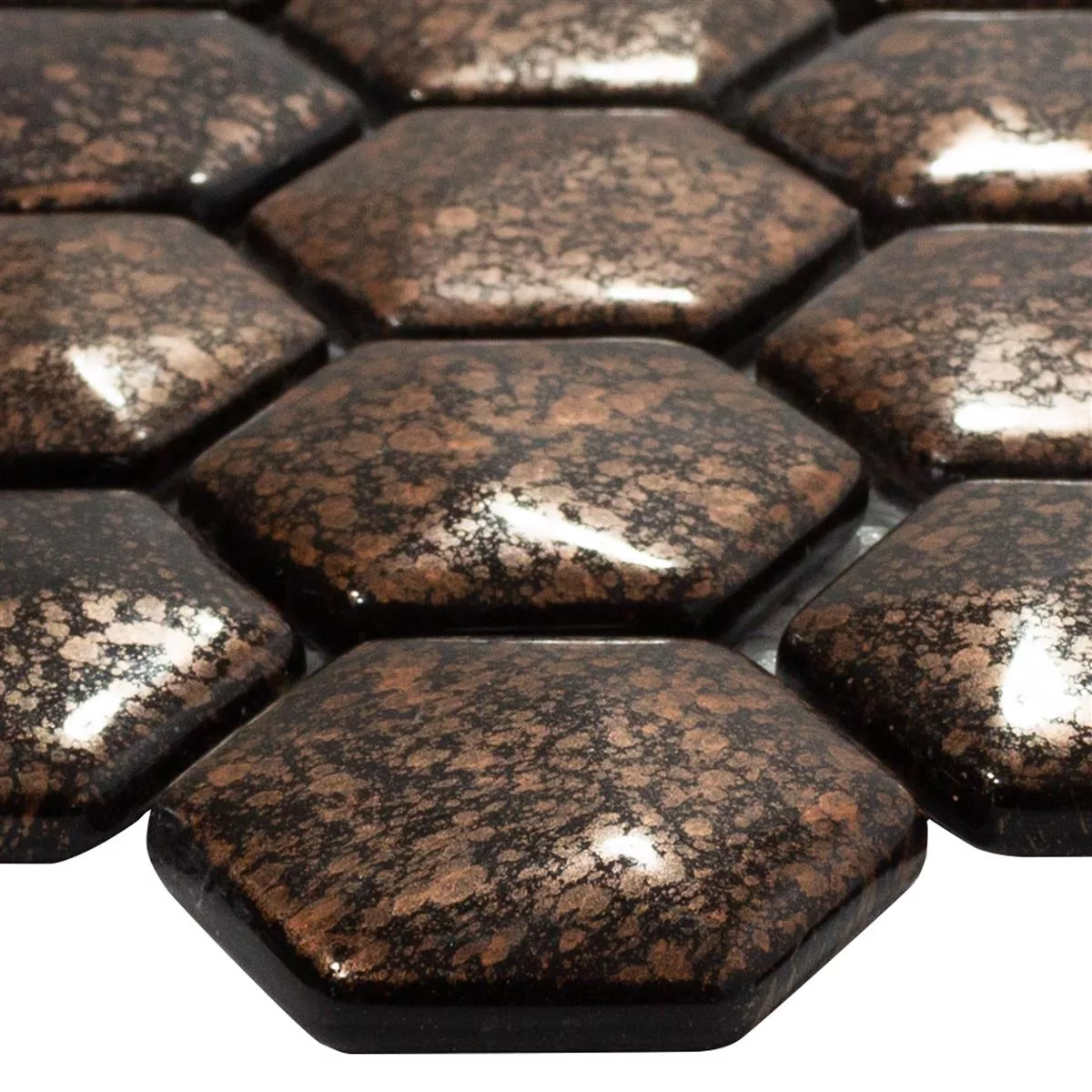 Γυάλινο Μωσαϊκό Πλακάκια Leopard Εξάγωνο 3D Μπρούντζος