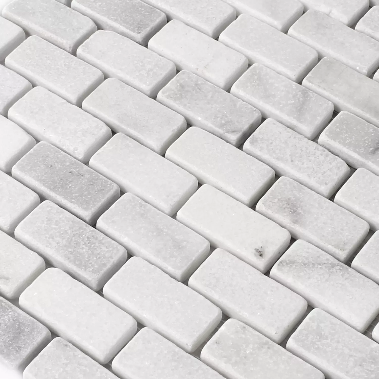 Ψηφιδωτά Πλακάκια Μάρμαρο Φυσική Πέτρα Treviso Brick Ασπρο