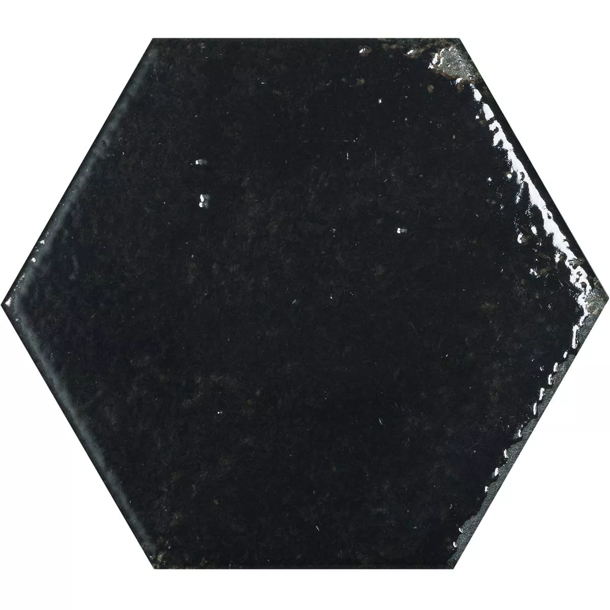 Πλακάκια Tοίχου Lara Αστραφτερό Kυματιστός 13x15cm Εξάγωνο Μαύρος
