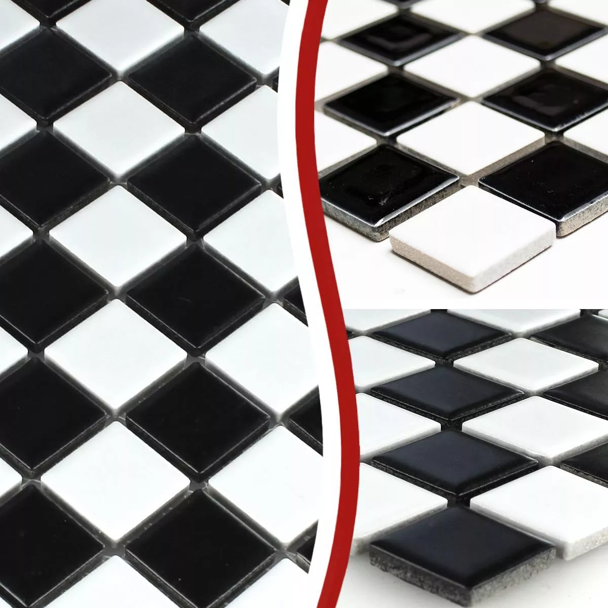 Πρότυπο από Ψηφιδωτά Πλακάκια Kεραμικά Yona Μαύρος Σκακιέρα