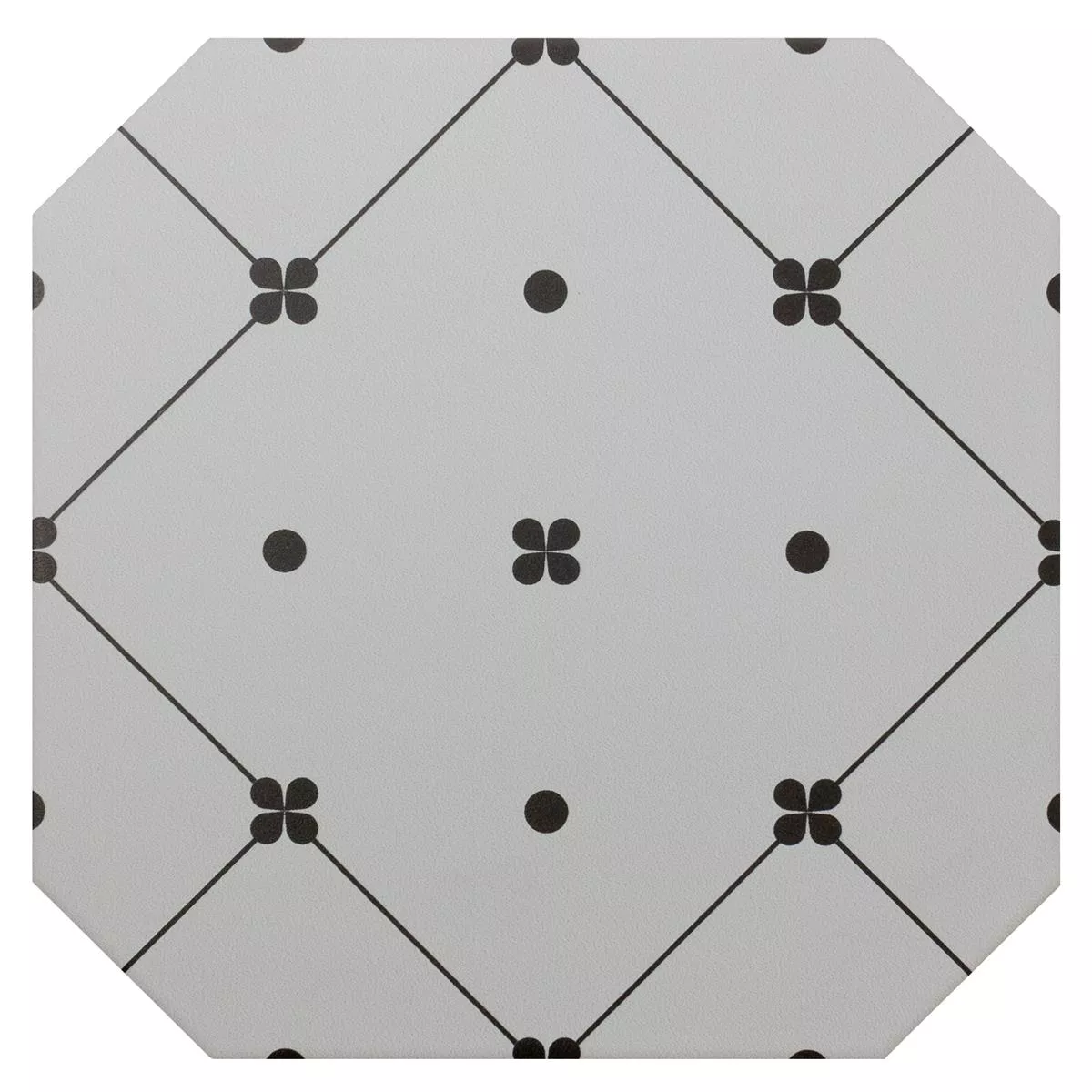 Πορσελάνινα Σκεύη Πλακάκια Genexia Μαύρος Ασπρο Decor 3 Οκτάγωνο 20x20cm