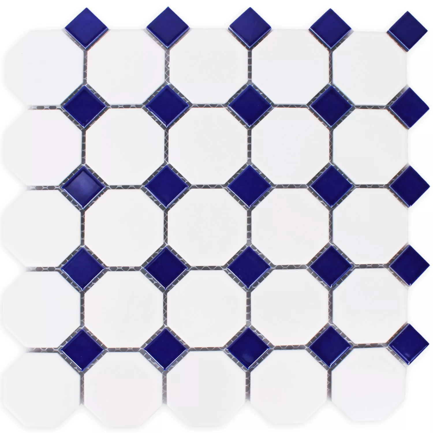 Πρότυπο από Ψηφιδωτά Πλακάκια Kεραμικά Οκτάγωνο Belami Ασπρο Μπλε