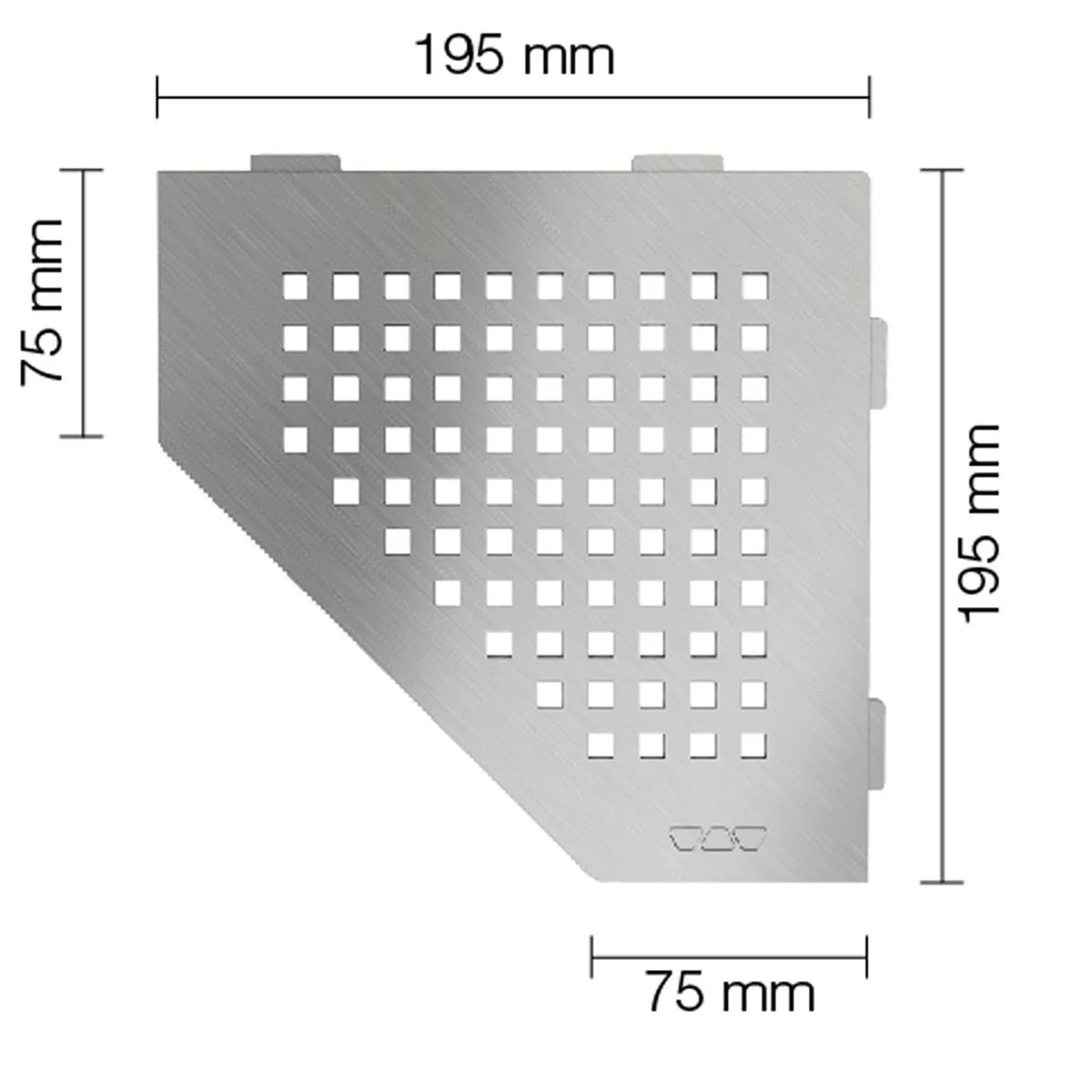 Ράφι τοίχου Ράφι ντους Schlüter 5eck 19,5x19,5cm τετράγωνο ασημί