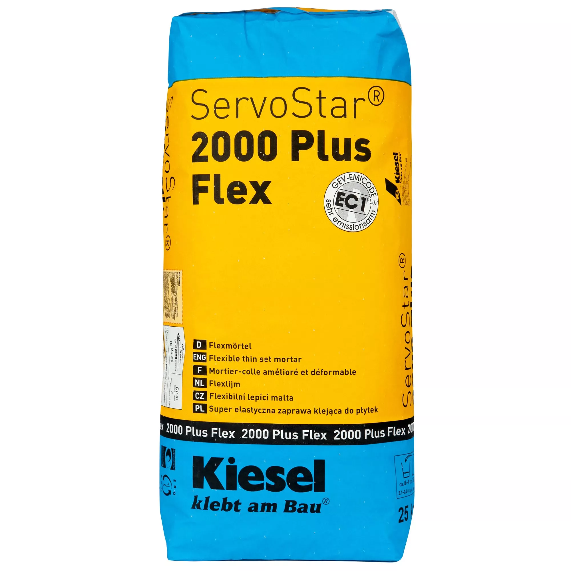 Κόλλα πλακιδίων Kiesel Servostar 2000 - εύκαμπτο και τροποποιημένο με πλαστικό τσιμεντοειδές κονίαμα λεπτής κλίνης (25KG)