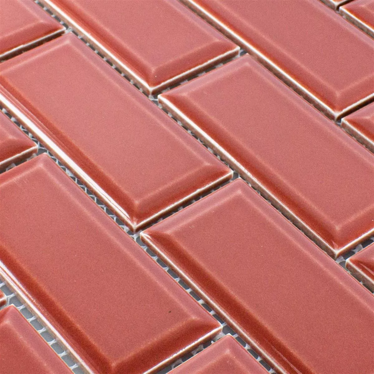Πρότυπο από Kεραμικά Ψηφιδωτά Πλακάκια StPauls Metro Όψη Kόκκινο