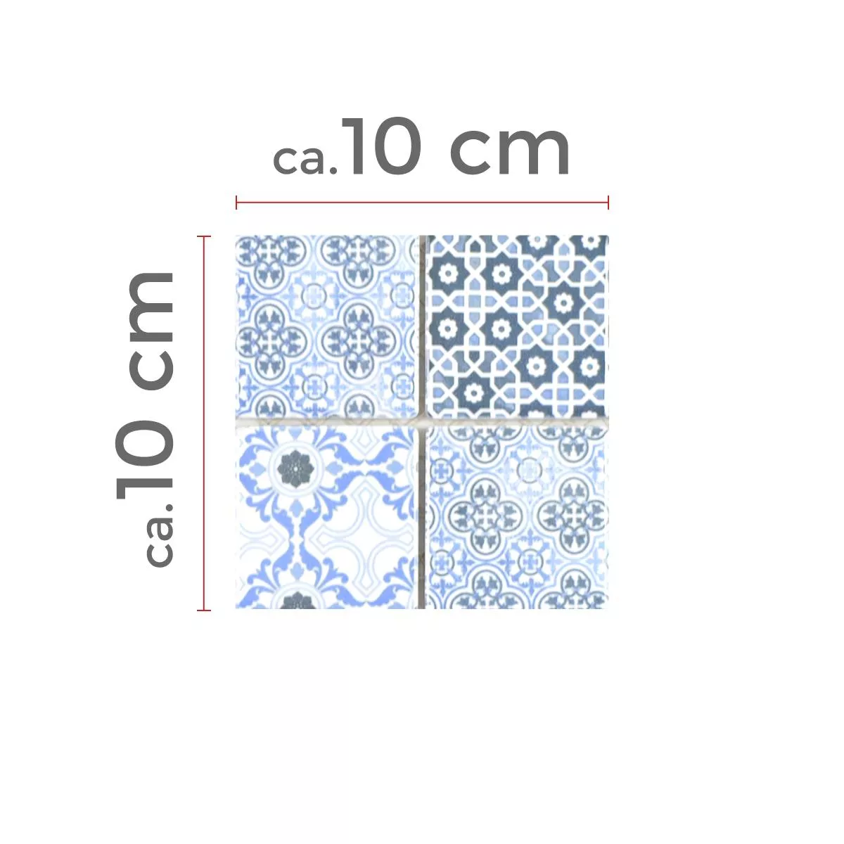 Πρότυπο από Kεραμικά Ψηφιδωτά Πλακάκια Daymion Ρετρό Oπτικά Tετράγωνο Μπλε