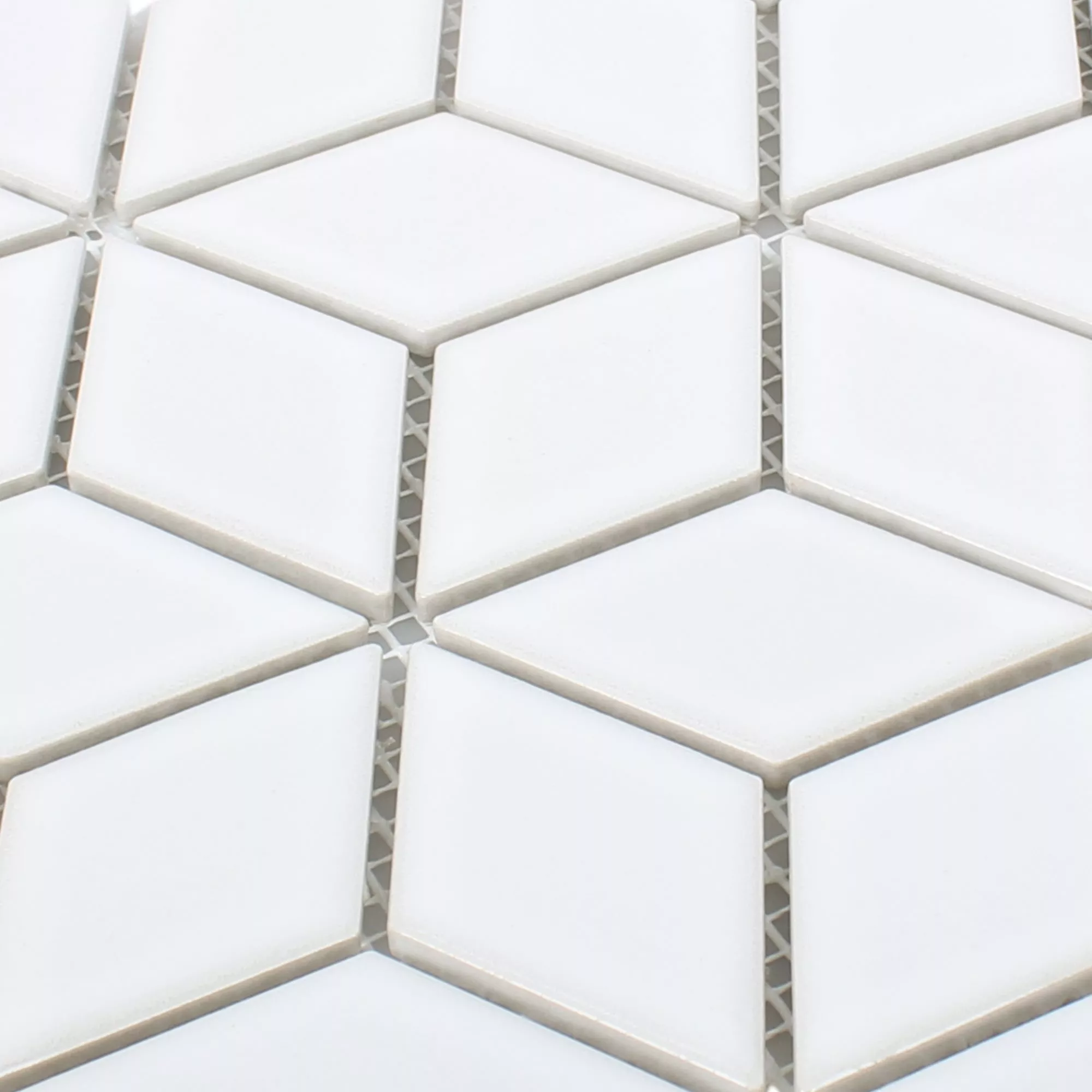 Πρότυπο από Kεραμικά Ψηφιδωτά Πλακάκια Cavalier 3D Ζάρια Ασπρο Αστραφτερό