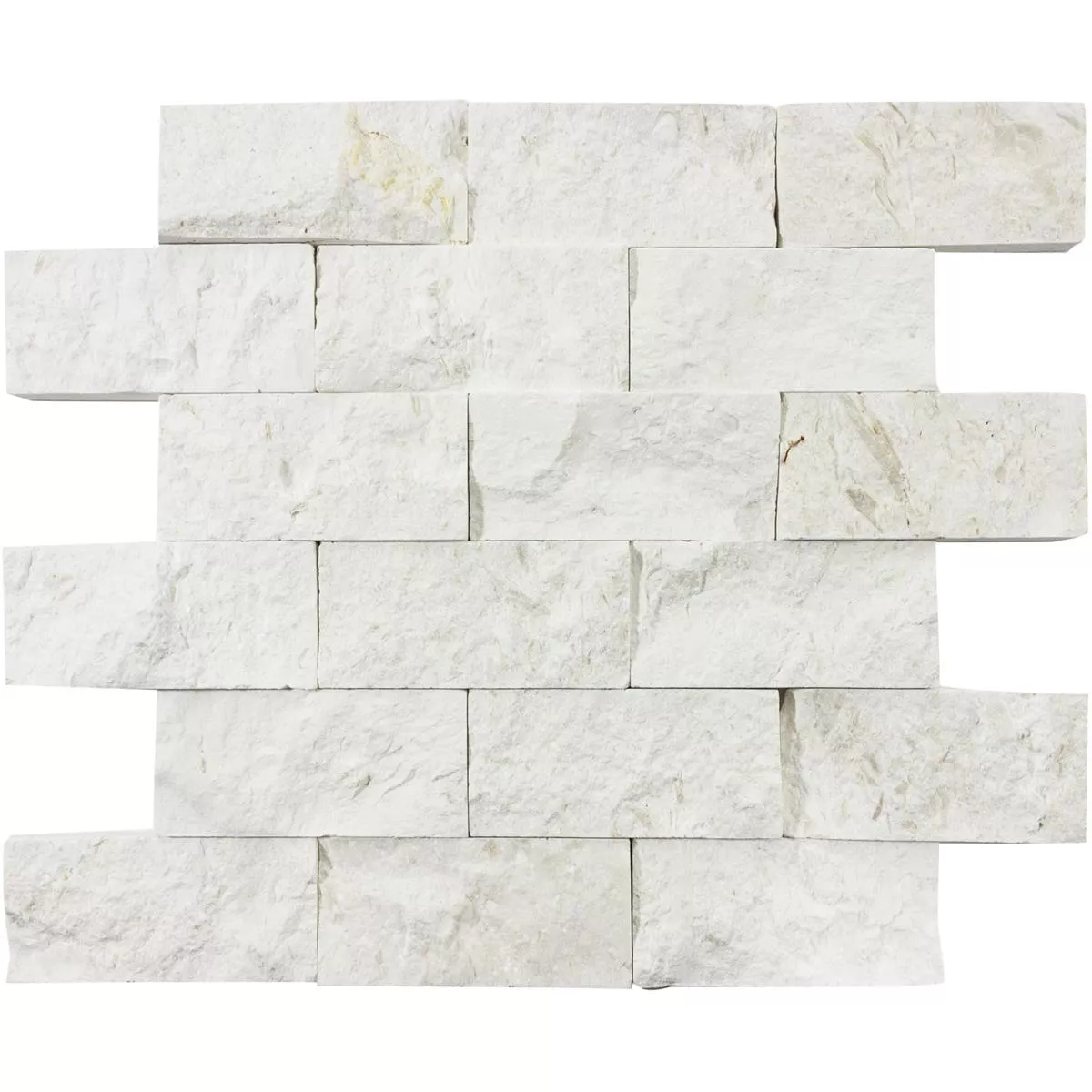 Ψηφιδωτά Πλακάκια Φυσική Πέτρα Kansas Splitface 3D Ασπρο