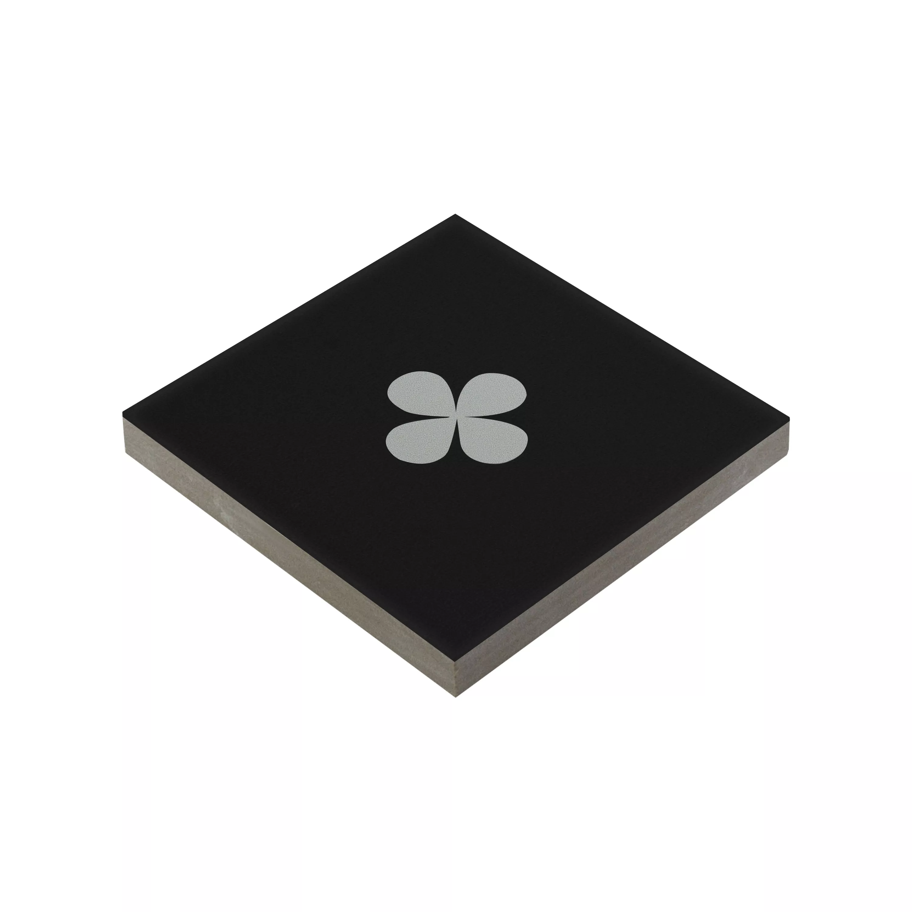 Πορσελάνινα Σκεύη Πλακάκια Genexia Μαύρος Ασπρο Decor 1 Ροζόνη  4,6x4,6cm