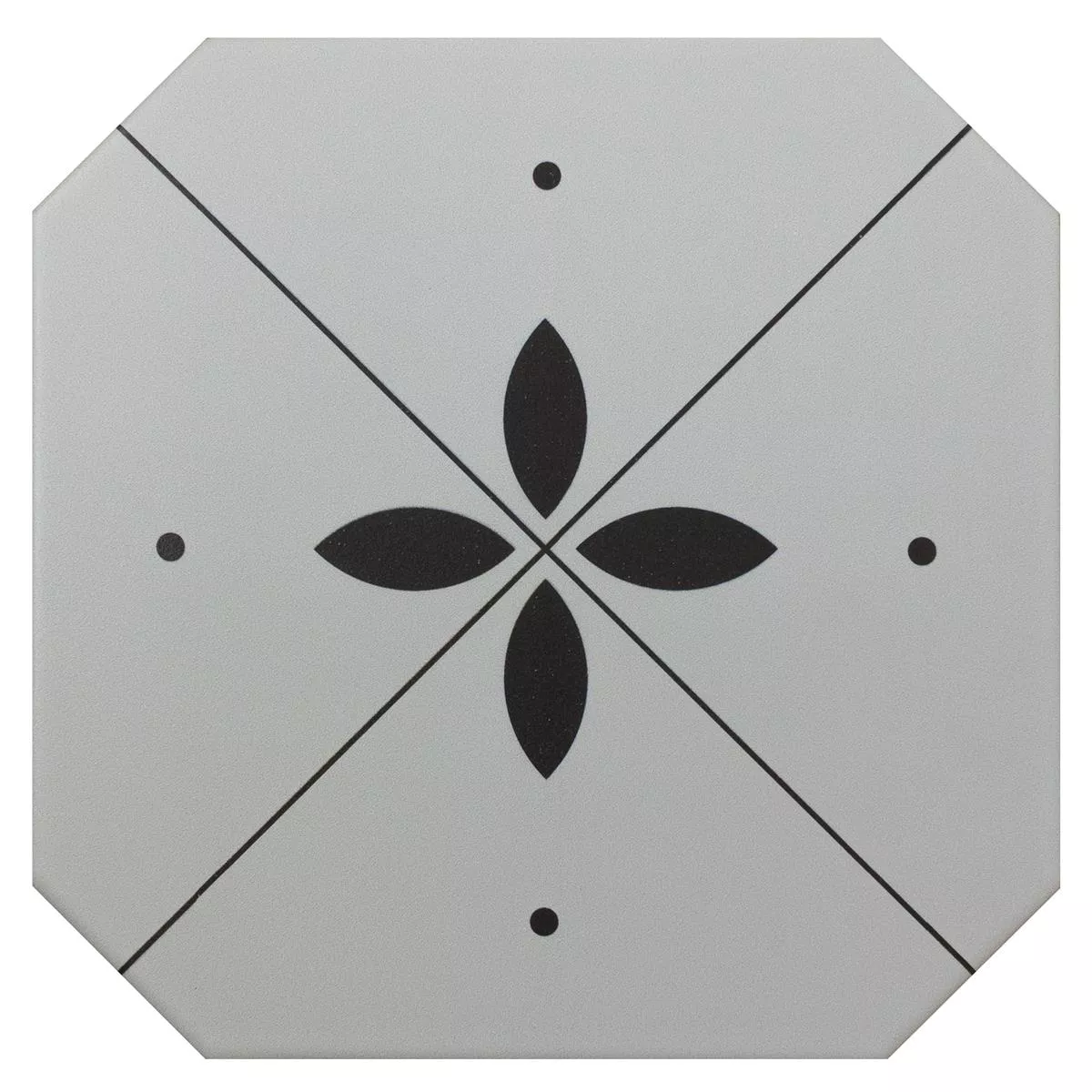 Πορσελάνινα Σκεύη Πλακάκια Genexia Μαύρος Ασπρο Decor 4 Οκτάγωνο 20x20cm