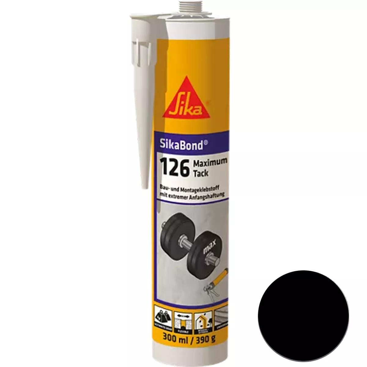 Sikabond-126 Maximum Tack Elastic Adhesive Μαύρο 300 ml