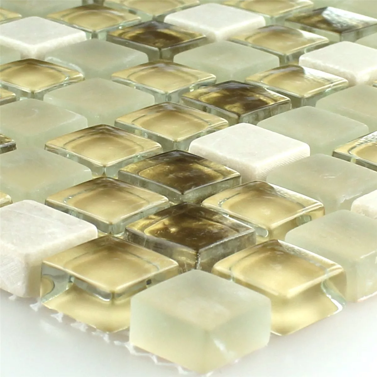Πρότυπο από Ψηφιδωτά Πλακάκια Ποτήρι Φυσική Πέτρα Ασπρο Χρυσός Mix