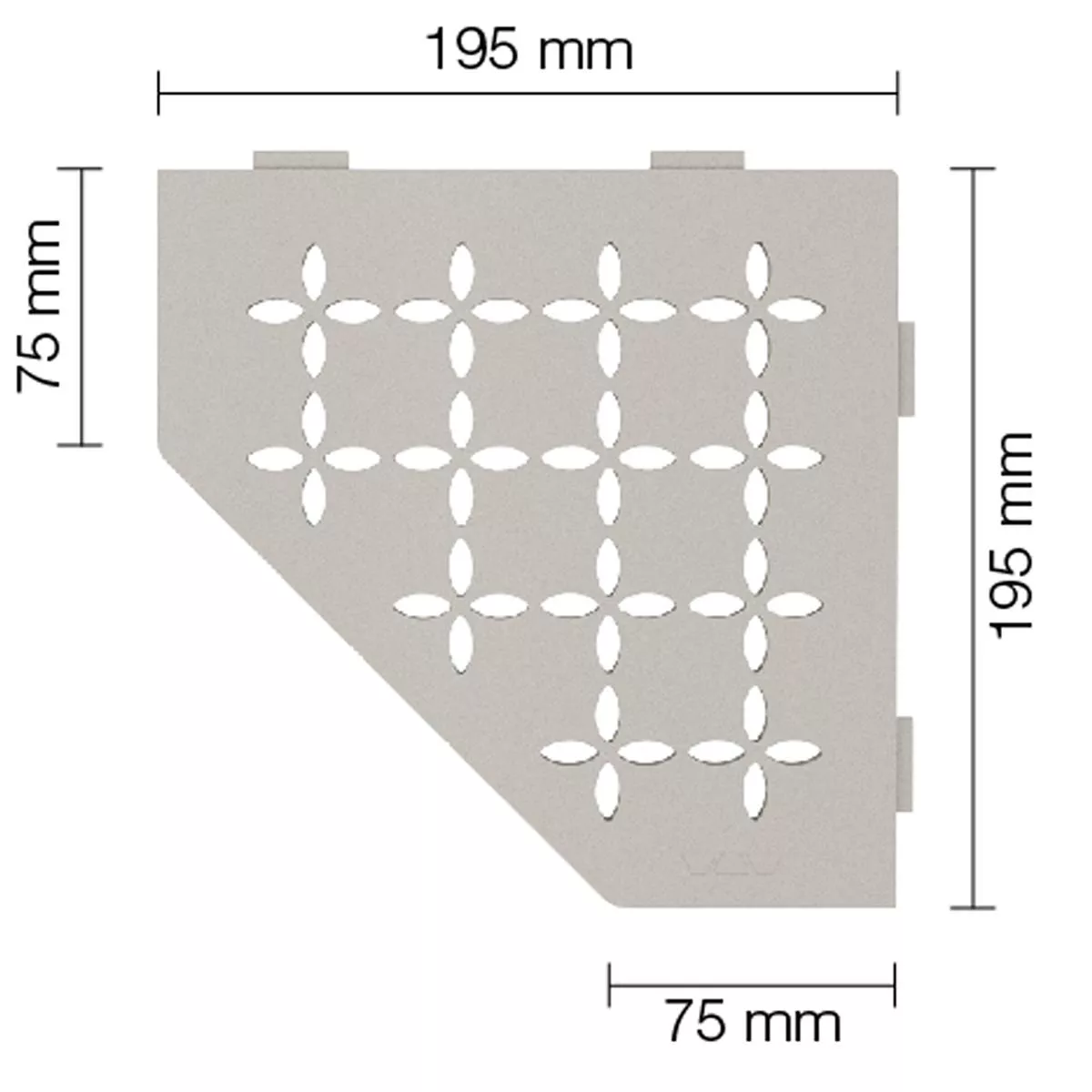 Ράφι τοίχου ντουζιέρα Schlüter 5 γωνίες 19,5x19,5cm φλοράλ μπεζ