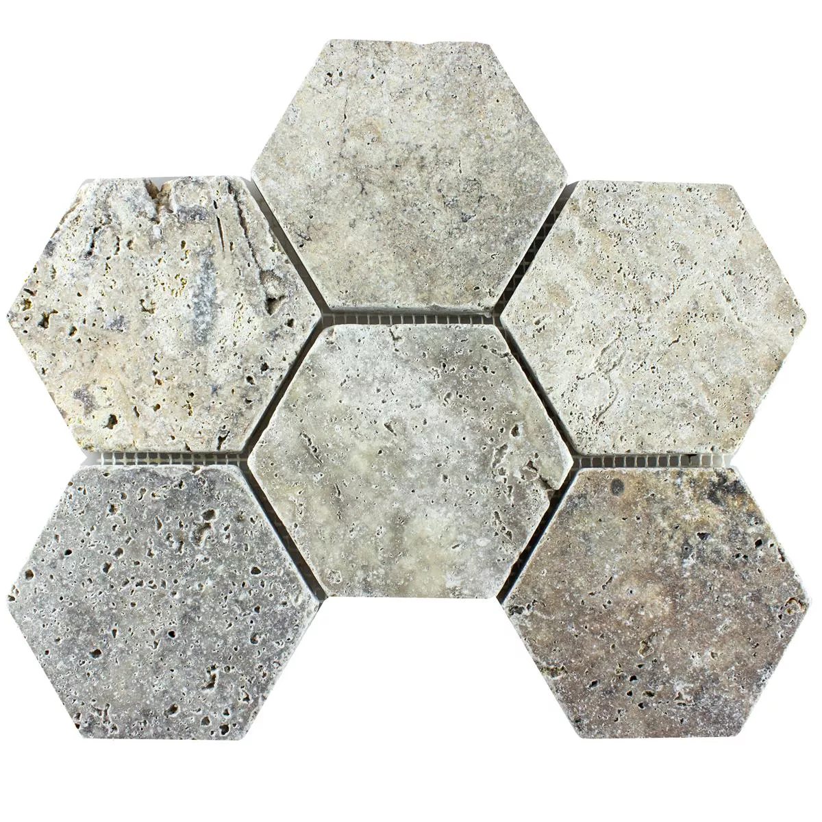 Πρότυπο από Είδος Ασβεστόλιθου Φυσική Πέτρα Ψηφιδωτά Πλακάκια Mercado Εξάγωνο Ασήμι