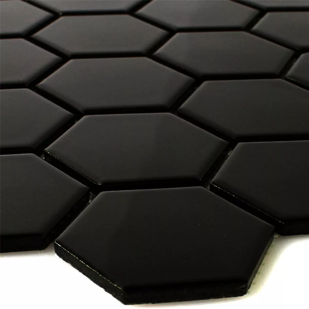 Πρότυπο από Ψηφιδωτά Πλακάκια Kεραμικά Εξάγωνο Μαύρος Αστραφτερό H51