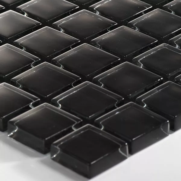 Γυάλινο Μωσαϊκό Πλακάκια Uni 23x23x8mm Μαύρος