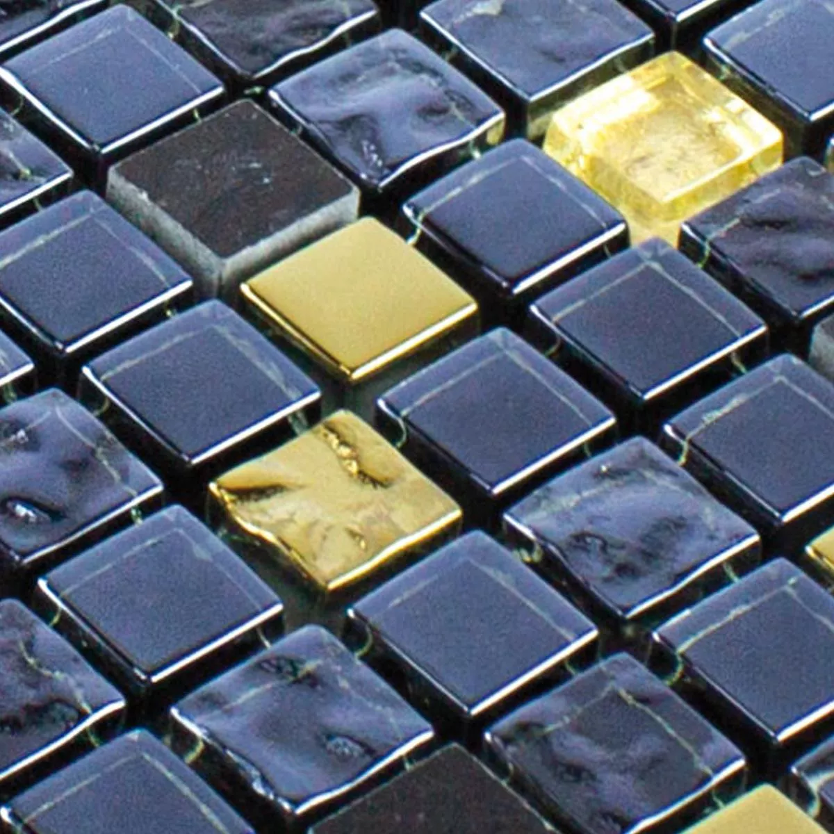 Πρότυπο από Ποτήρι Φυσική Πέτρα Ψηφιδωτό Πλακάκι Cooktown Μαύρος Χρυσός