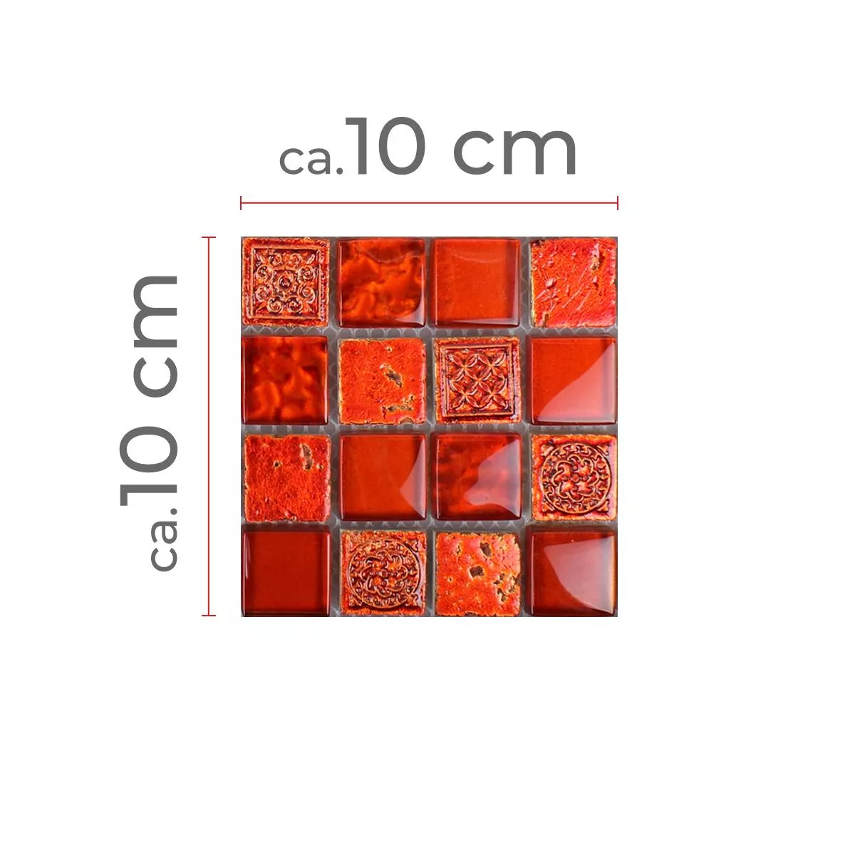Πρότυπο από Ψηφιδωτά Πλακάκια Georgia Ποτήρι Φυσική Πέτρα Mix Kόκκινο