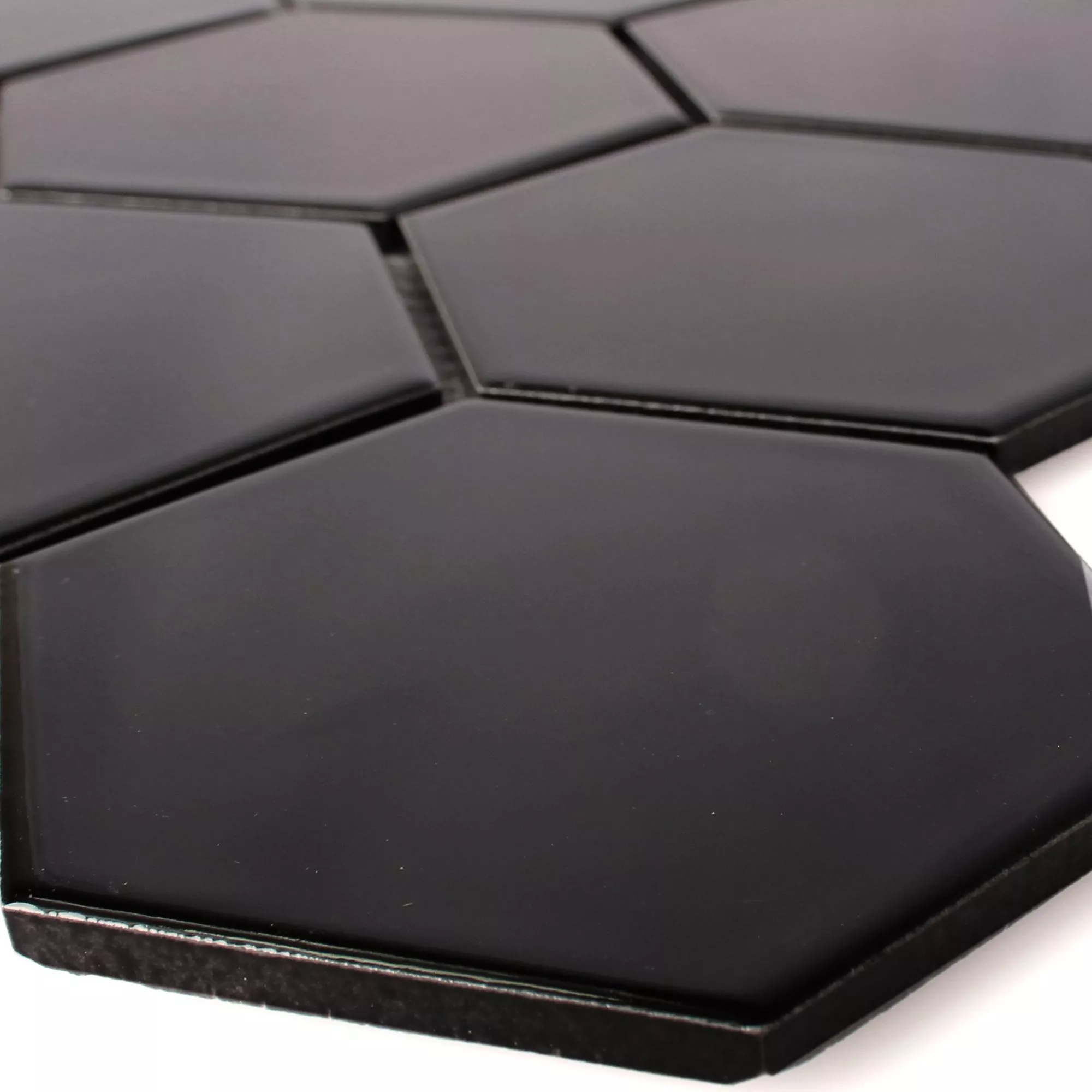 Πρότυπο από Kεραμικά Ψηφιδωτά Πλακάκια Εξάγωνο Salamanca Μαύρος Παγωμένος H95