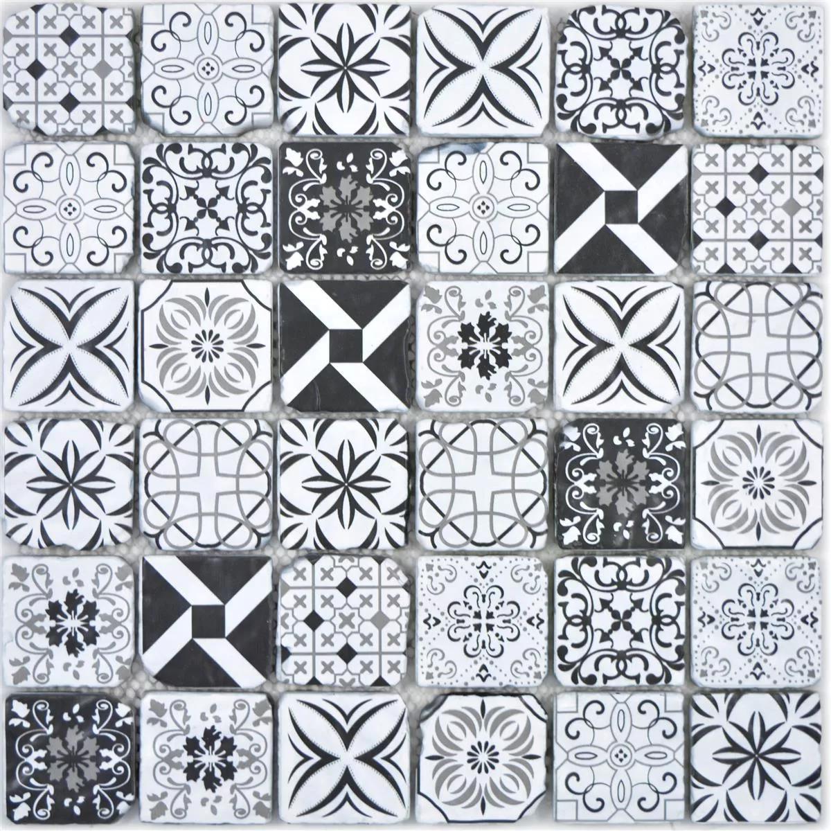Πρότυπο από Γυάλινο Μωσαϊκό Πλακάκια Starlite Retro Μαύρος Ασπρο 