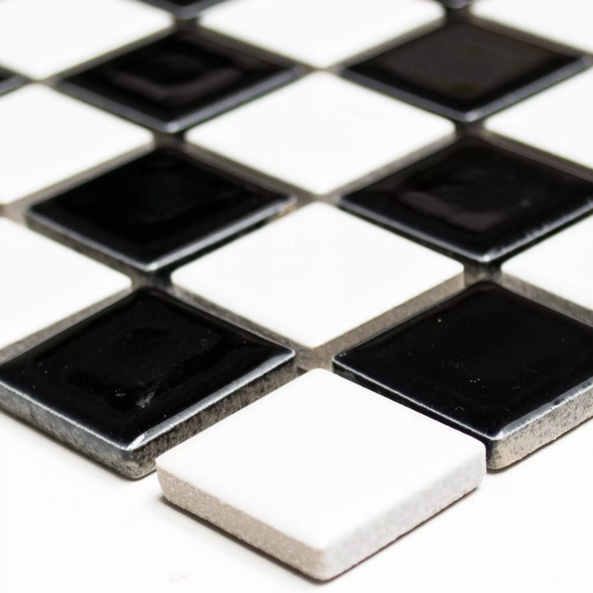 Πρότυπο από Ψηφιδωτά Πλακάκια Kεραμικά Yona Μαύρος Σκακιέρα Αστραφτερό