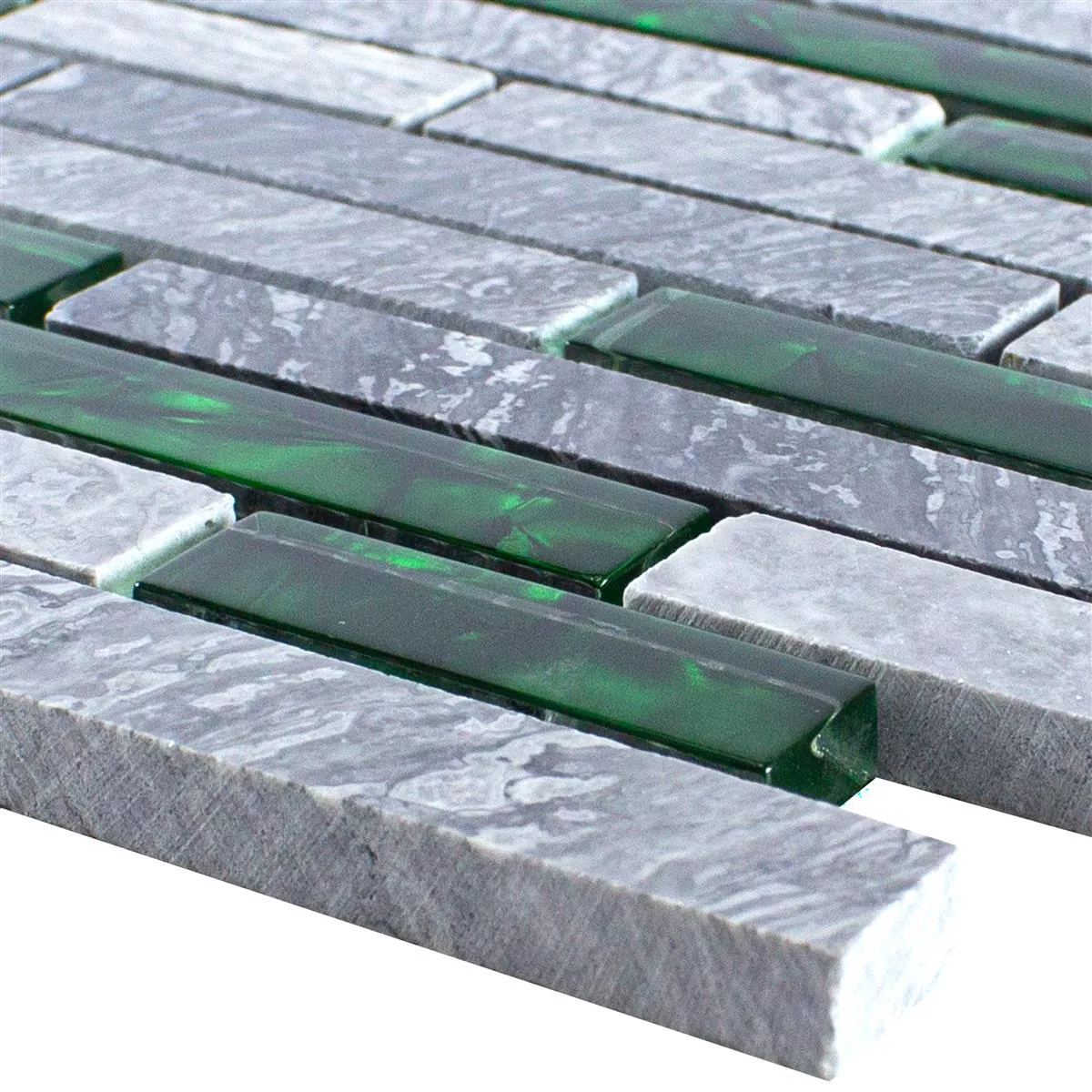 Μωσαϊκό Από Γυαλί Φυσική Πέτρα Πλακάκια Sinop Γκρί Πράσινος Brick
