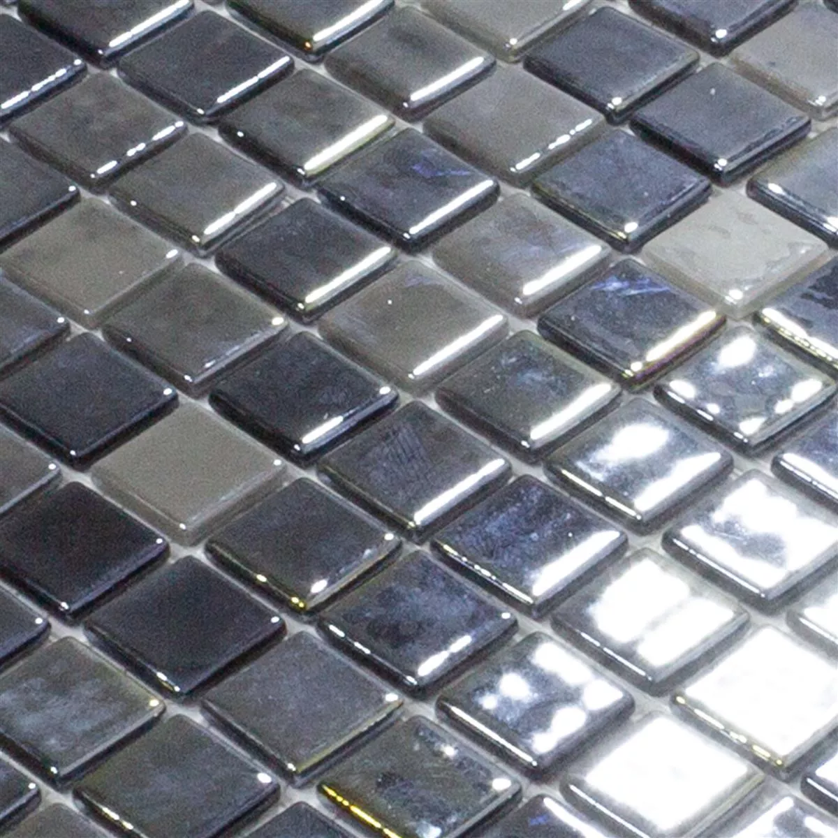 Γυάλινο Μωσαϊκό Πλακάκια Silvertown Ανθρακίτης Metallic 25x25mm