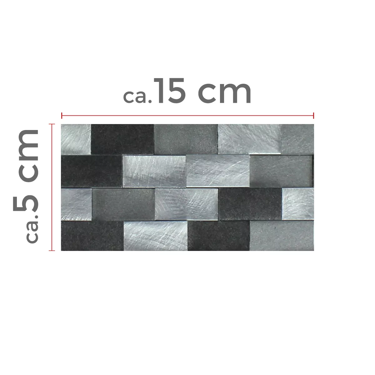 Πρότυπο από Ψηφιδωτά Πλακάκια Αλουμίνιο Mέταλλο Langley 3D Μαύρος Γκρί