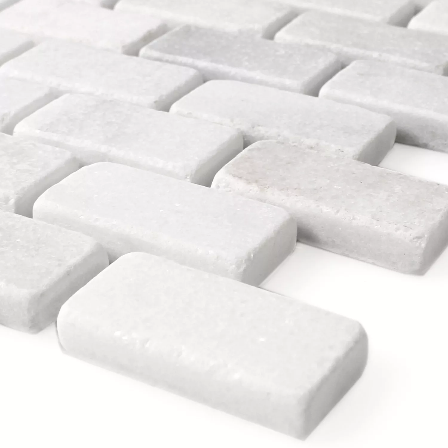 Ψηφιδωτά Πλακάκια Μάρμαρο Φυσική Πέτρα Treviso Brick Ασπρο