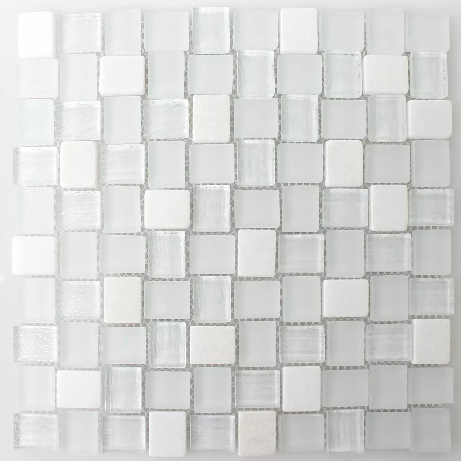 Πρότυπο από Ποτήρι Φυσική Πέτρα Ψηφιδωτά Πλακάκια Ortega Ασπρο