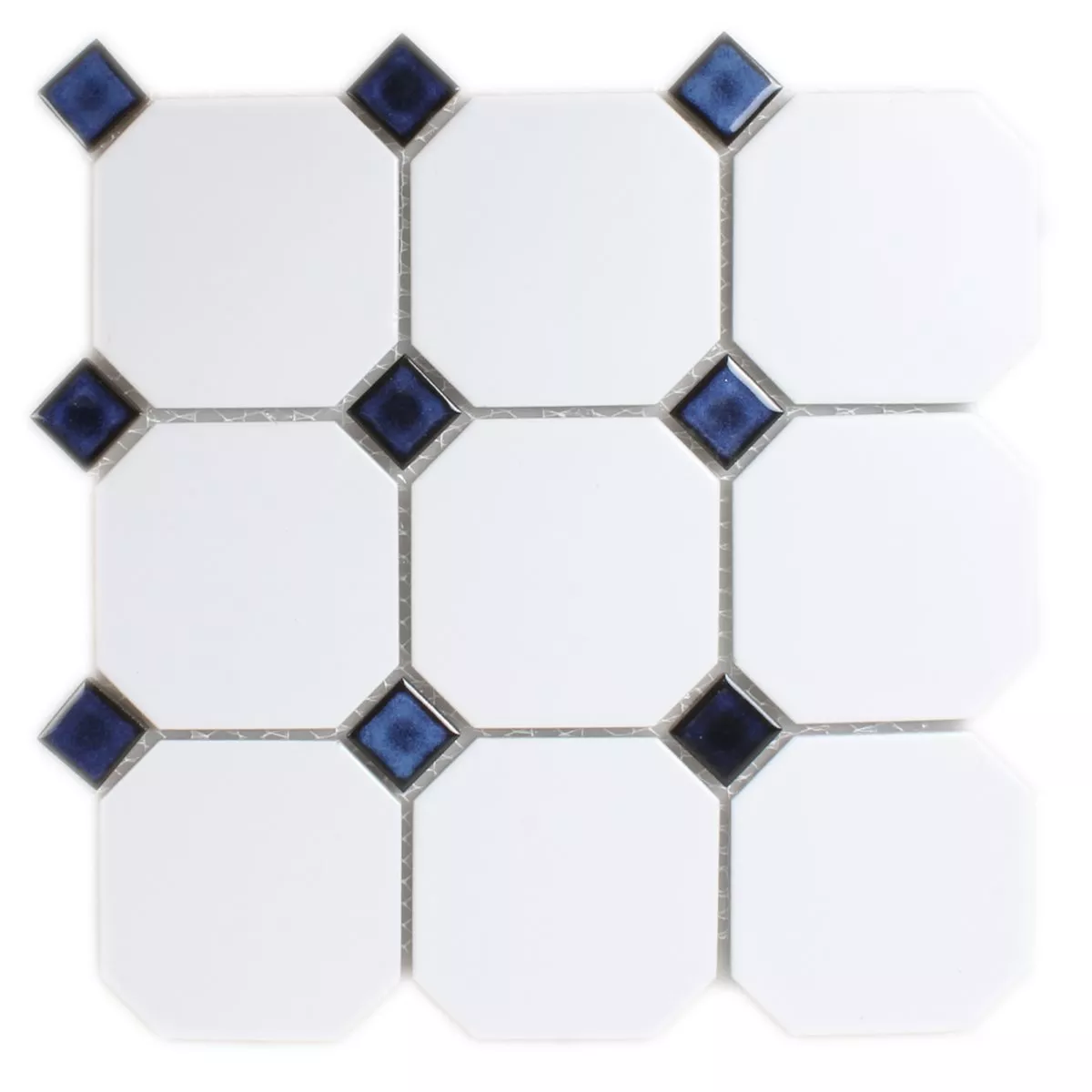 Πρότυπο από Ψηφιδωτά Πλακάκια Kεραμικά Οκτάγωνο Ασπρο Μπλε Mix