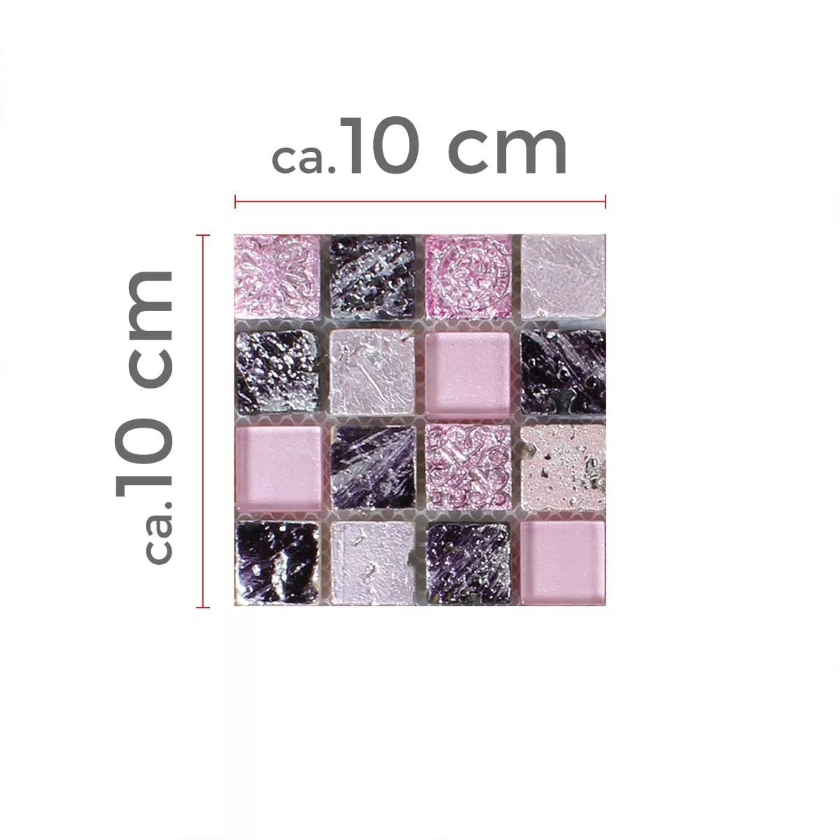 Πρότυπο από Ψηφιδωτά Πλακάκια Ποτήρι Ρητίνη Φυσική Πέτρα Ροζ Mix