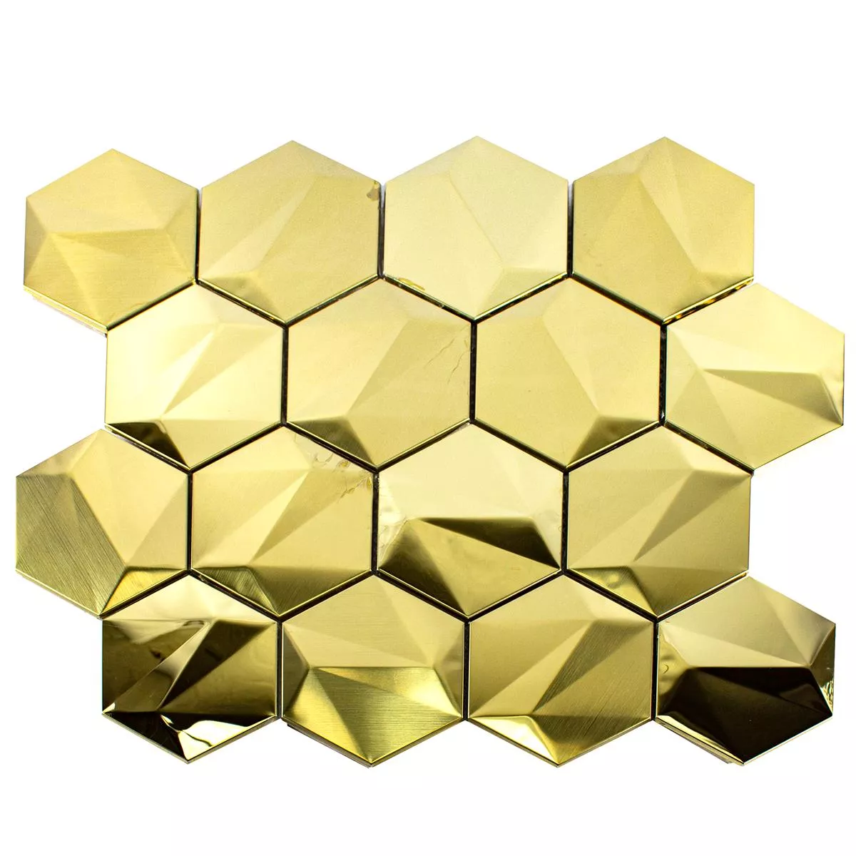 Ανοξείδωτο Aτσάλι Ψηφιδωτά Πλακάκια Durango Εξάγωνο 3D Χρυσός