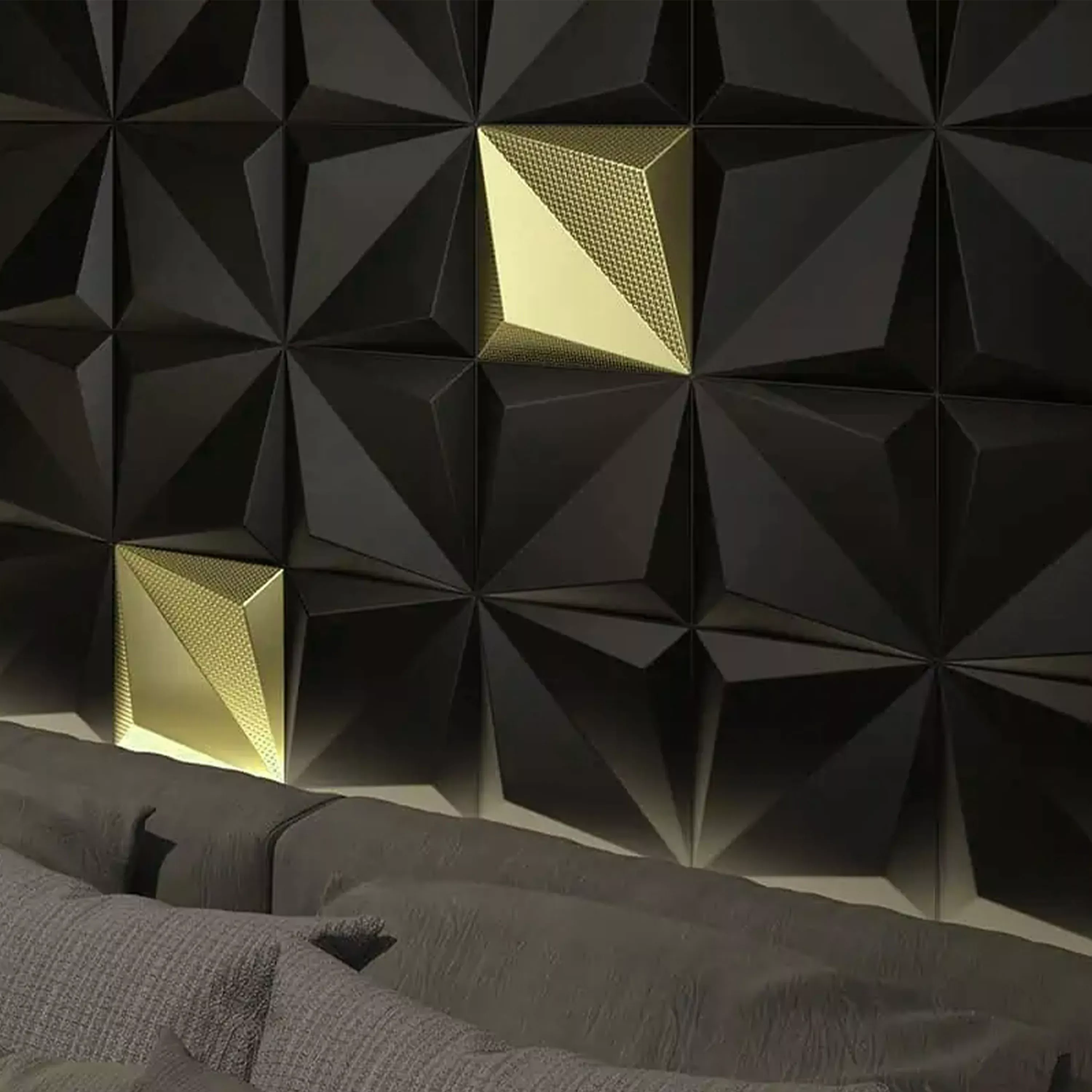 Πλακάκια Tοίχου Skyline 3D Origami Αποκλειστικός Δομημένος Χρυσός