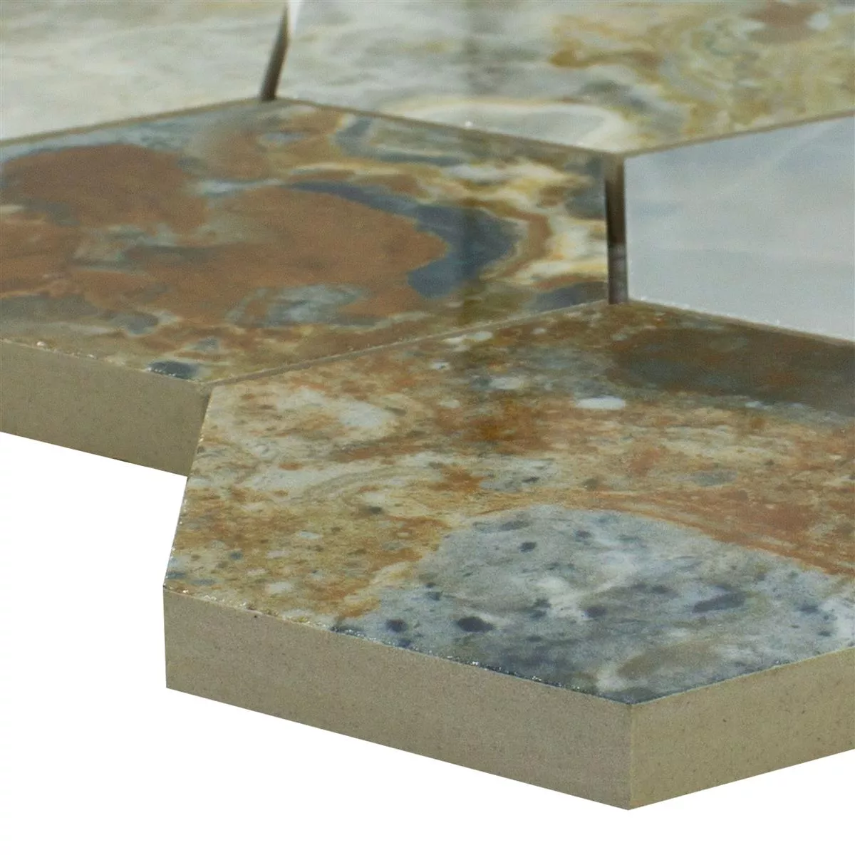 Kεραμικό Mωσαϊκό Πλακάκια Naftalin Εξάγωνο Kαφέ Μπλε Kεραμικό Mωσαϊκό Πλακάκια Naftalin Εξάγωνο Kαφέ Μπλε