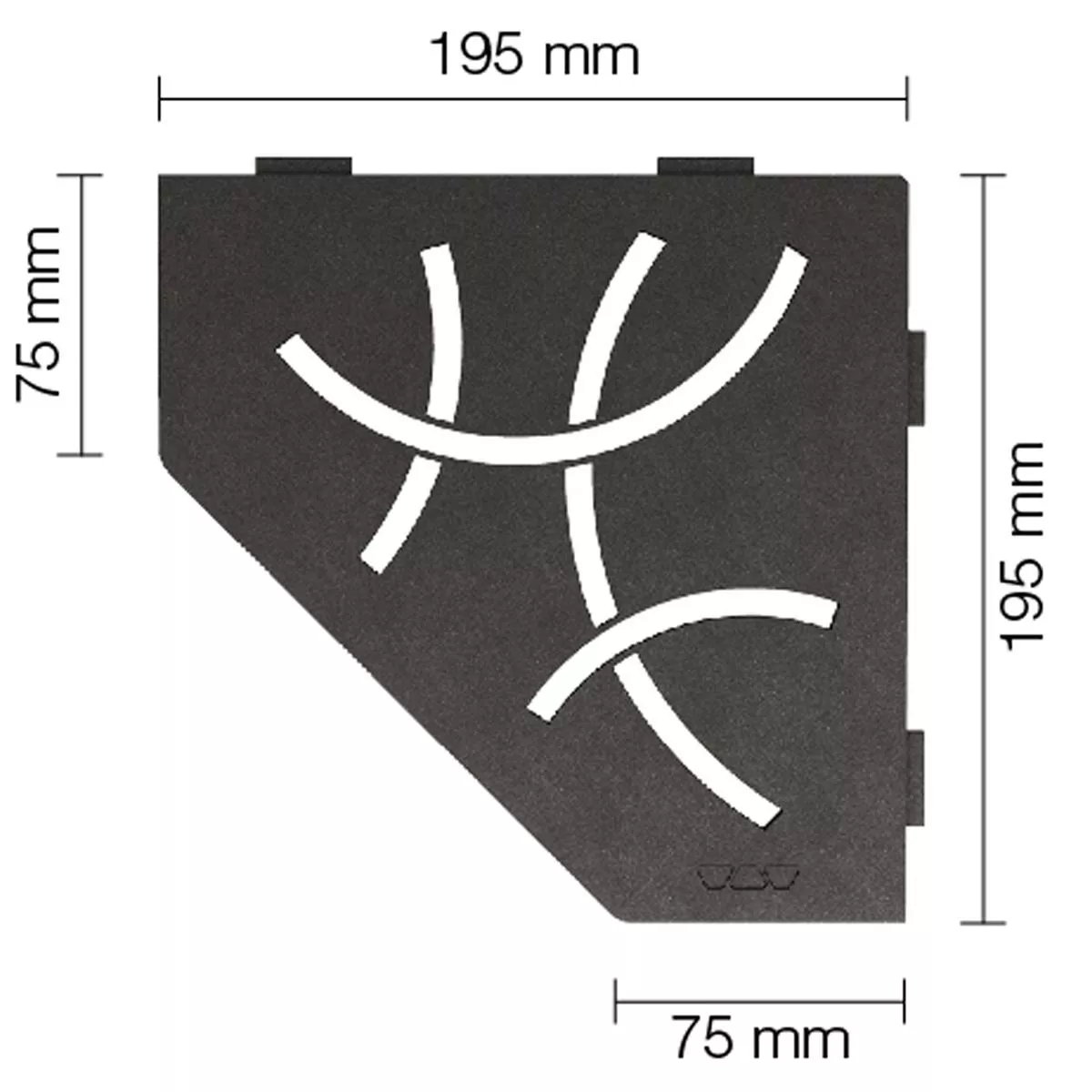 Ράφι τοίχου Ράφι ντους Schlüter 5eck 19,5x19,5cm Curve anthracite