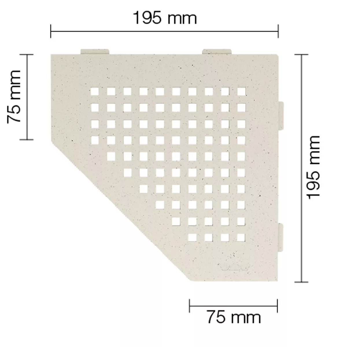 Ράφι τοίχου Ράφι ντους Schlüter 5eck 19,5x19,5cm τετράγωνο ιβουάρ