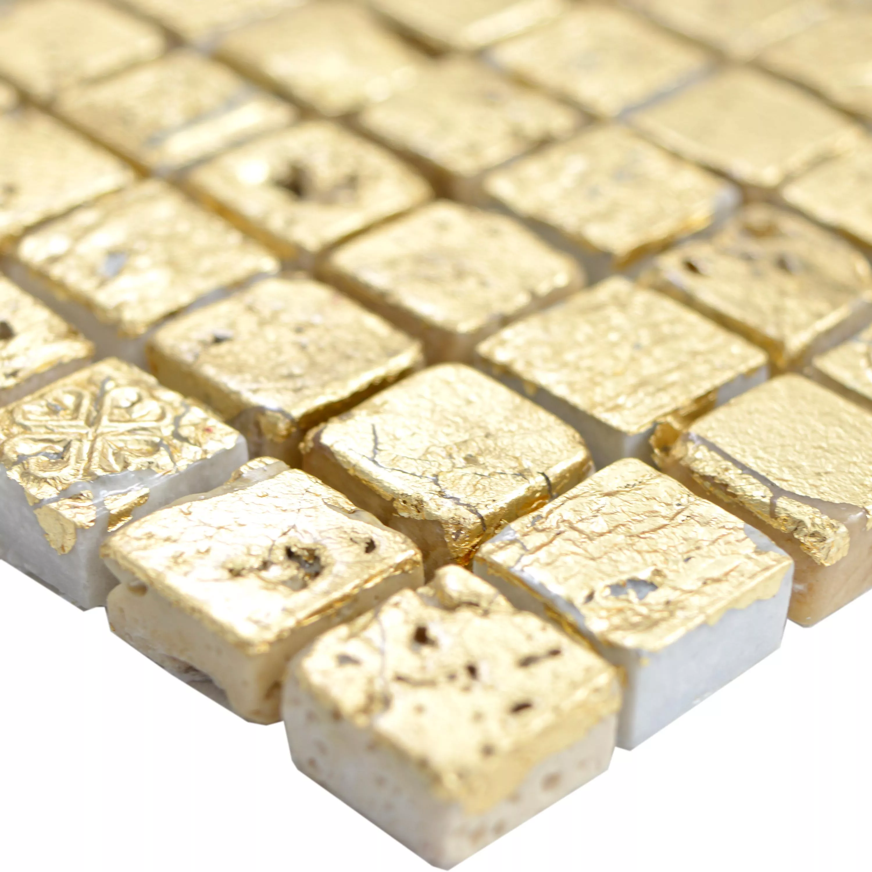Πρότυπο από Φυσική Πέτρα Ρητίνη Ψηφιδωτά Πλακάκια Lucky Χρυσός