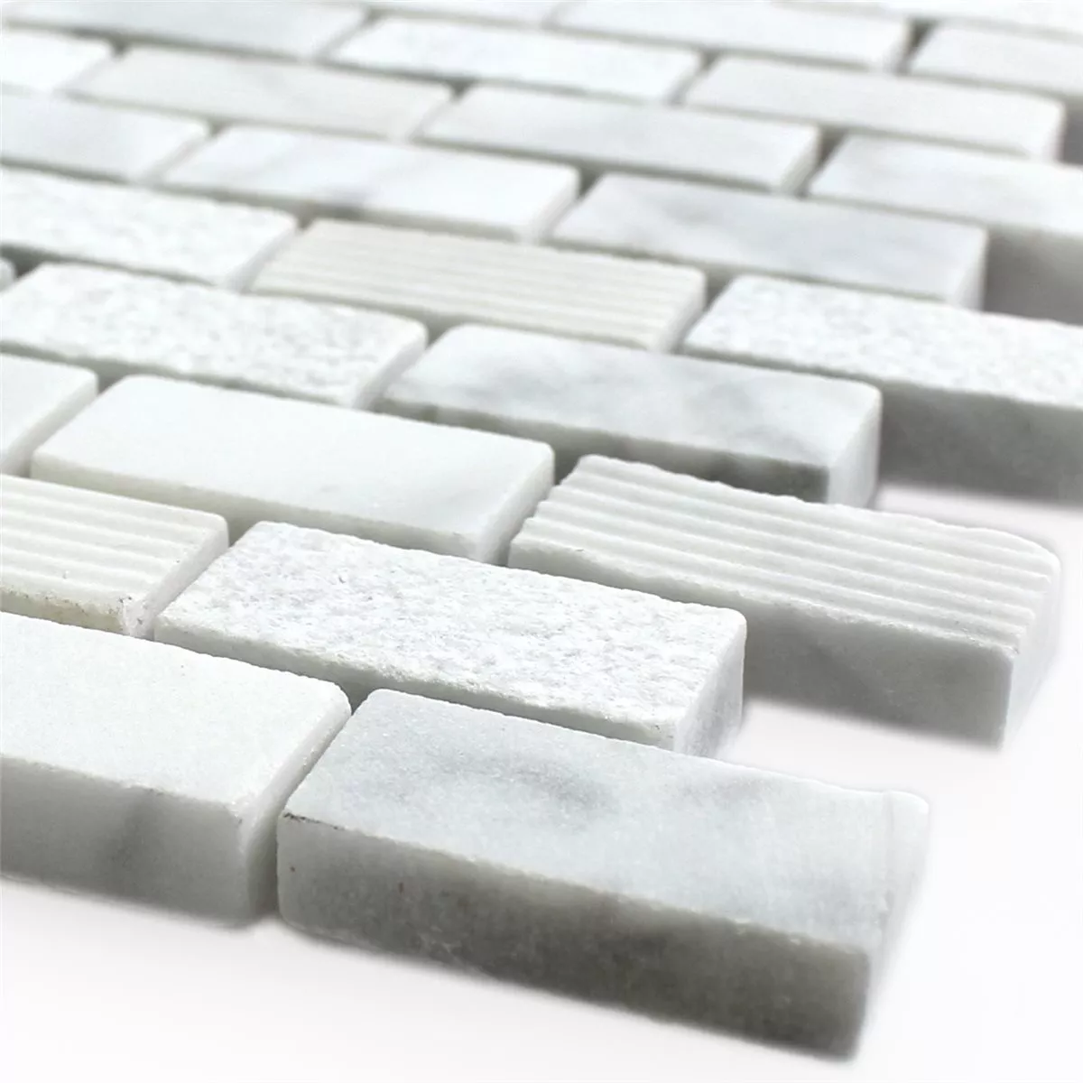 Ψηφιδωτά Πλακάκια Φυσική Πέτρα Carrara Ασπρο 15x30x8mm