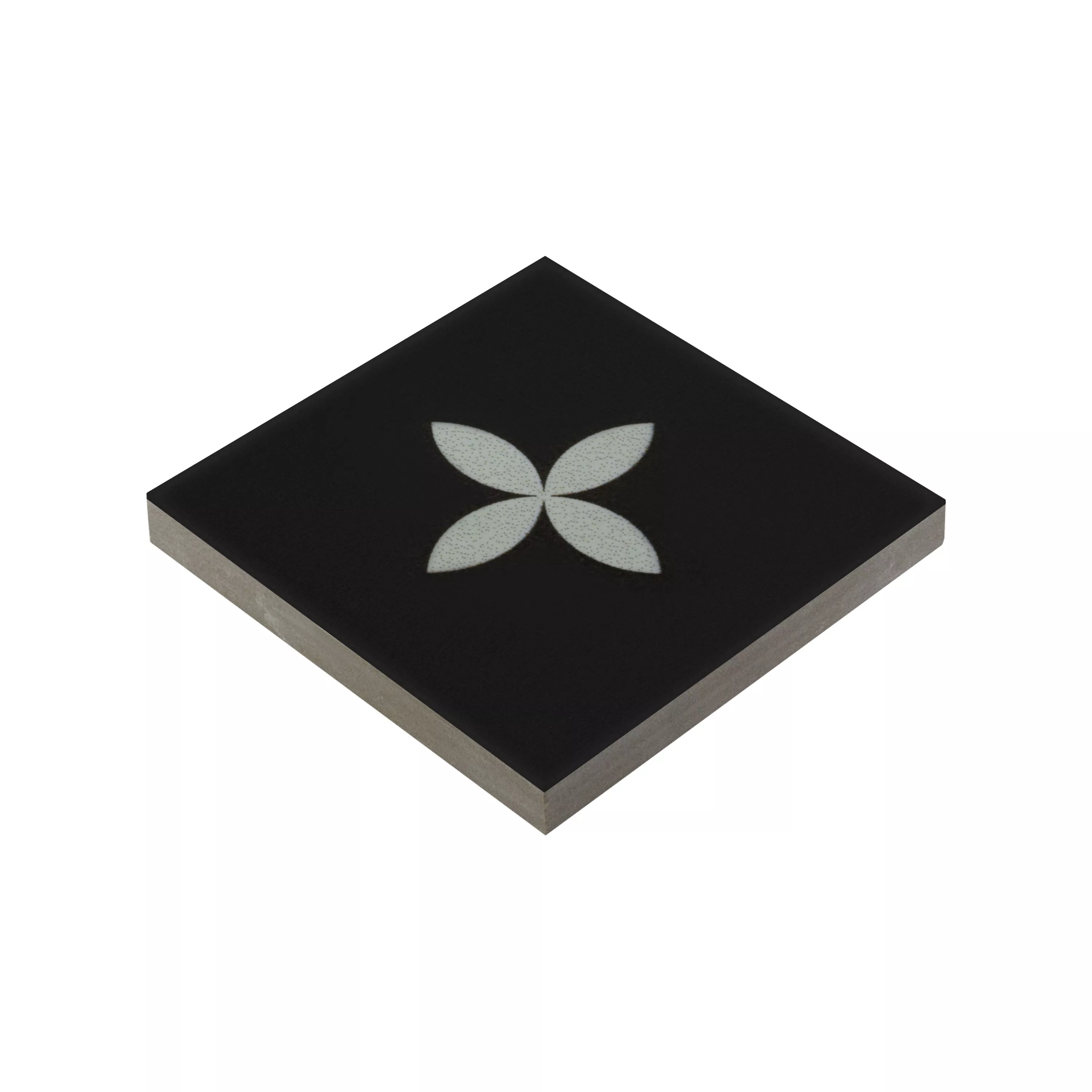 Πορσελάνινα Σκεύη Πλακάκια Genexia Μαύρος Ασπρο Decor 2 Ροζόνη 4,6x4,6cm