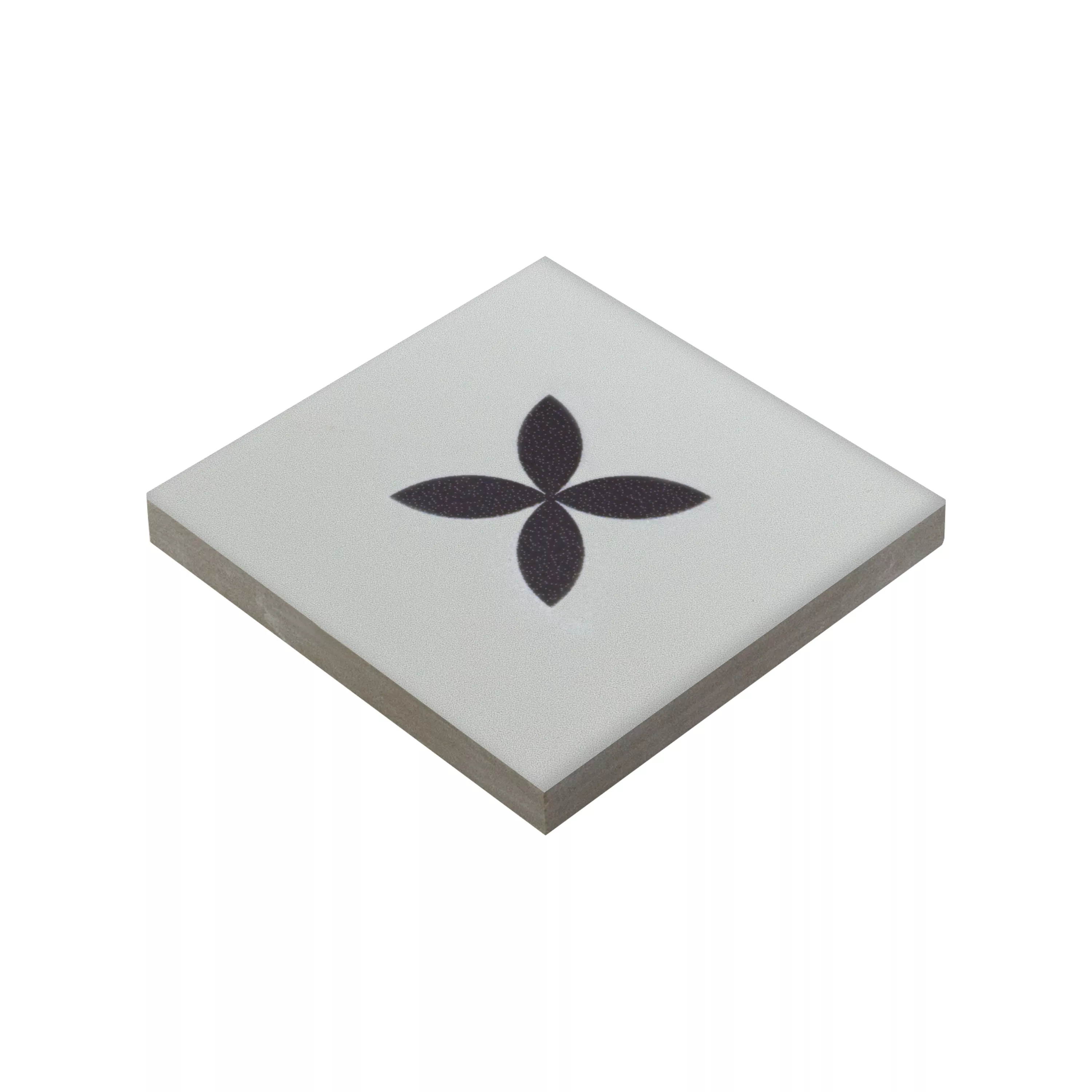 Πορσελάνινα Σκεύη Πλακάκια Genexia Μαύρος Ασπρο Decor 4 Ροζόνη  4,6x4,6cm